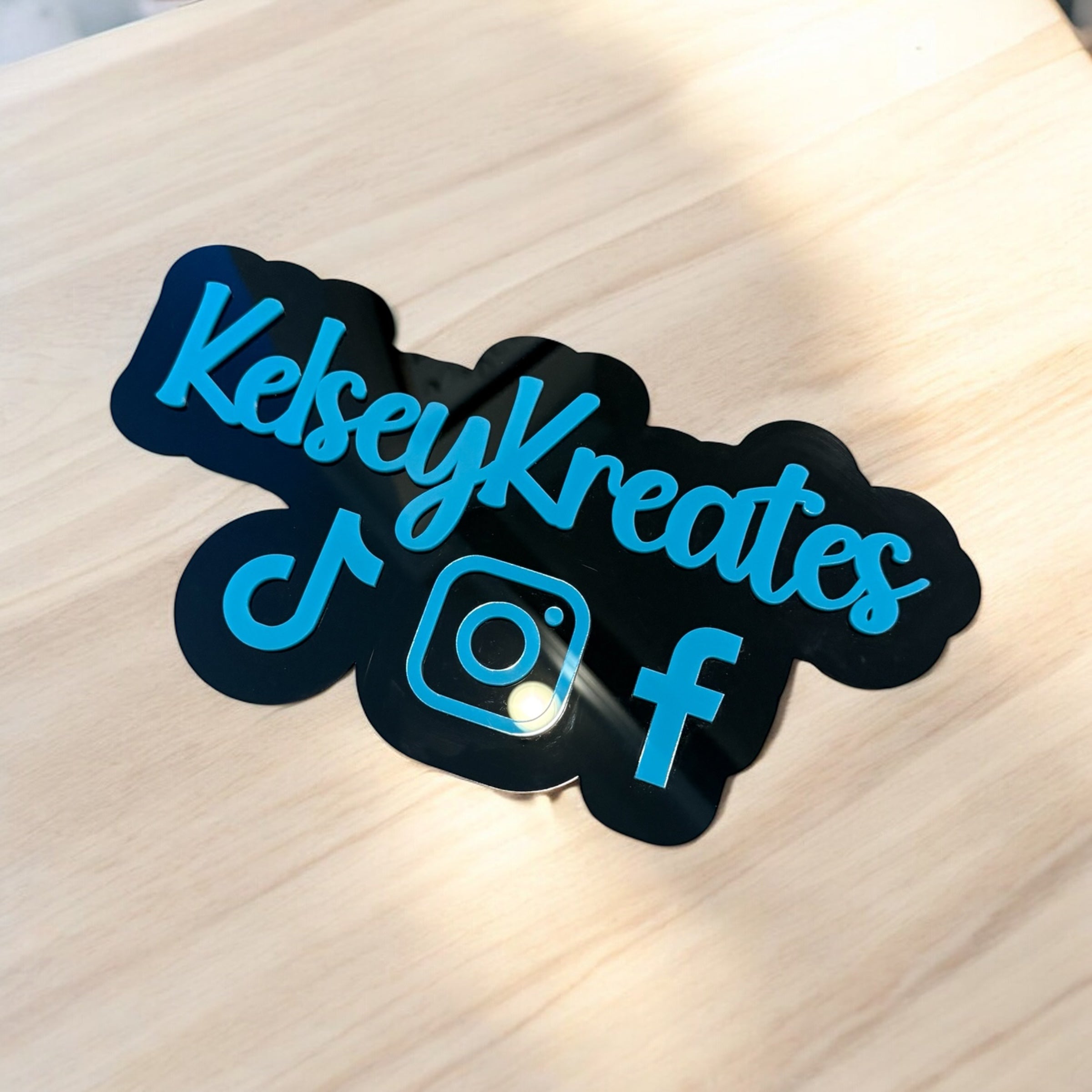 Custom Acrylic Social Media Sign | Business Branding Watermark Sign