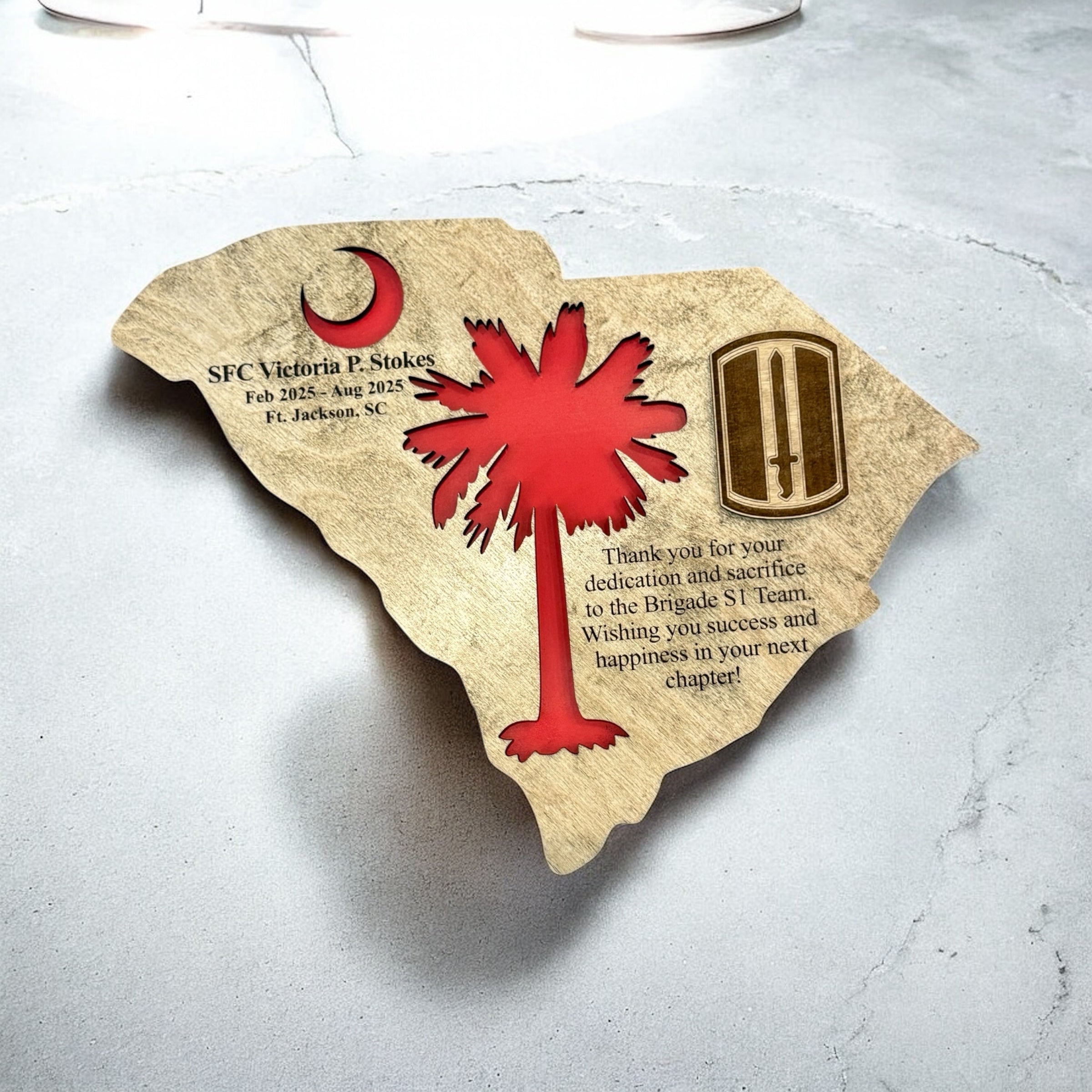 South Carolina Personalized Military Farewell Plaque