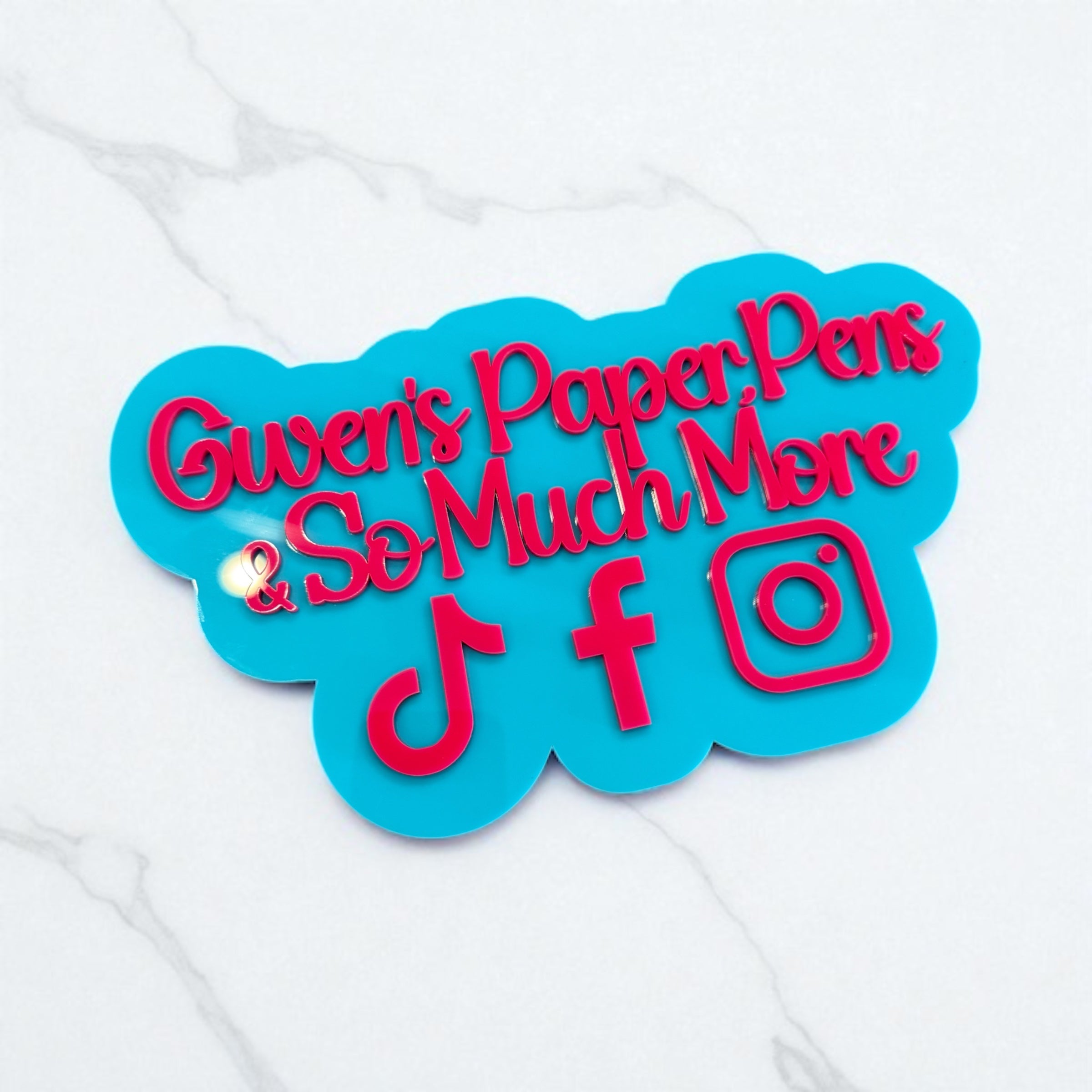 Custom Acrylic Social Media Sign | Business Branding Watermark Sign
