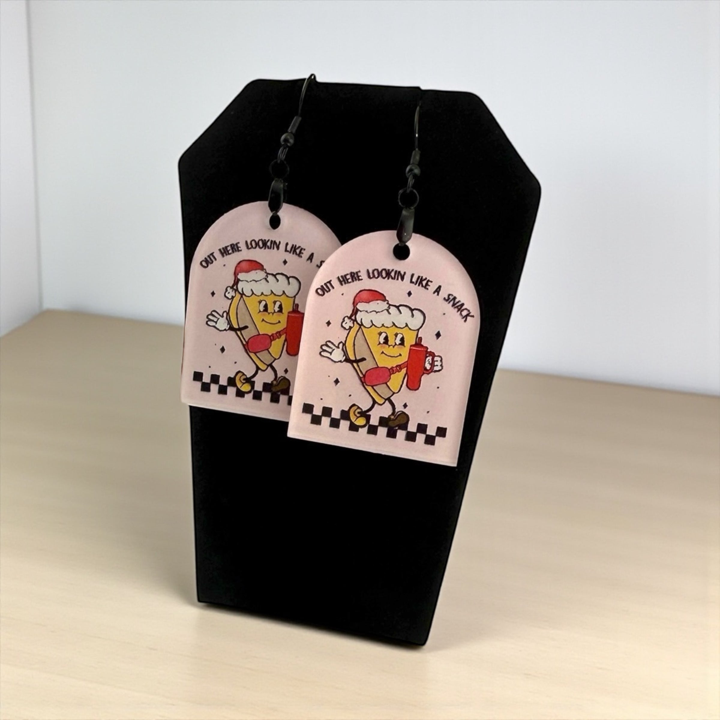 Funny Christmas Earrings – Acrylic Dangle Earrings | Festive Snack Jewelry