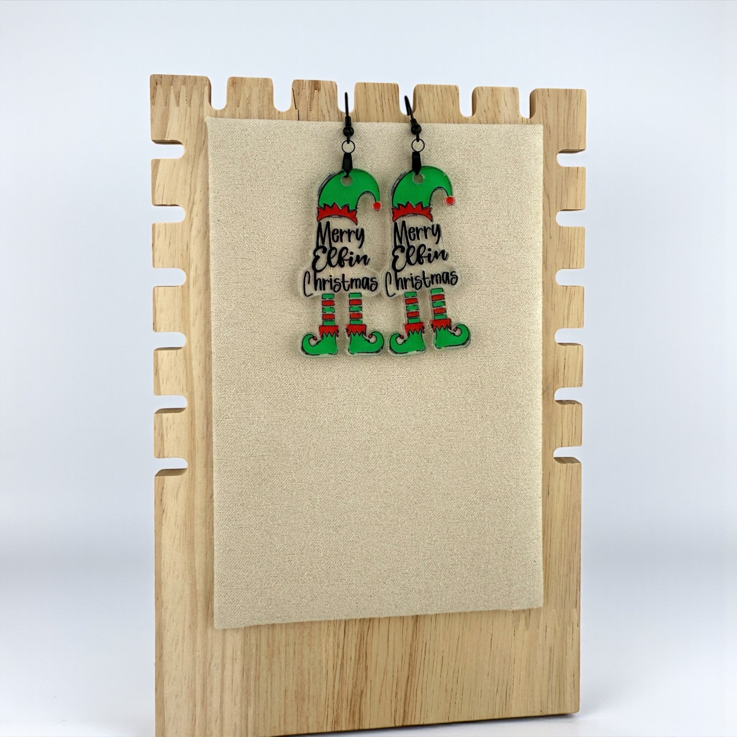 Merry Elfin Christmas Earrings – Funny Elf Acrylic Holiday Jewelry Gift