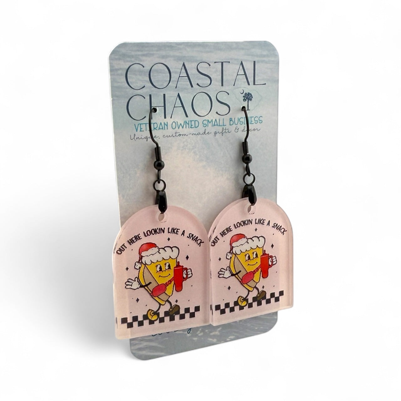 Funny Christmas Earrings – Acrylic Dangle Earrings | Festive Snack Jewelry
