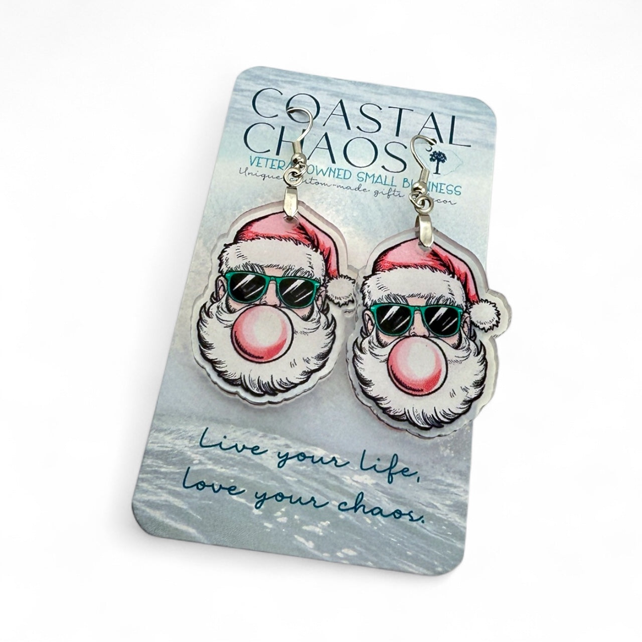 Cool Santa Earrings – Funny Christmas Acrylic Dangle Earrings for Women