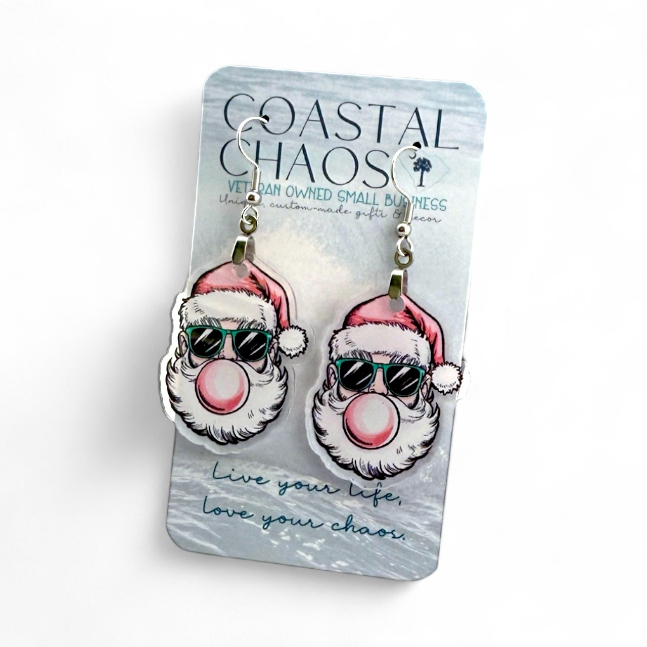 Cool Santa Earrings – Funny Christmas Acrylic Dangle Earrings for Women