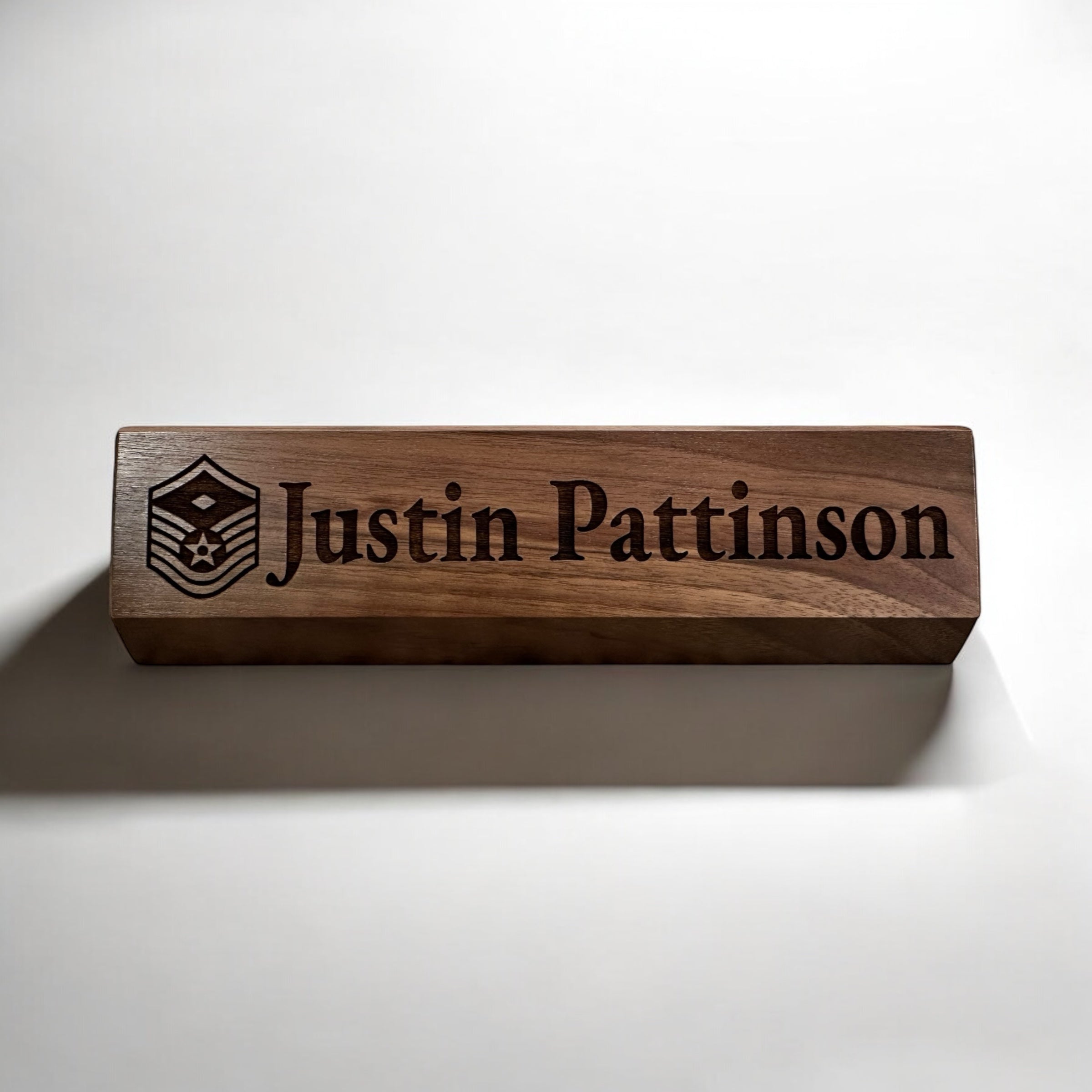 Custom Engraved Wooden Desk Name Display