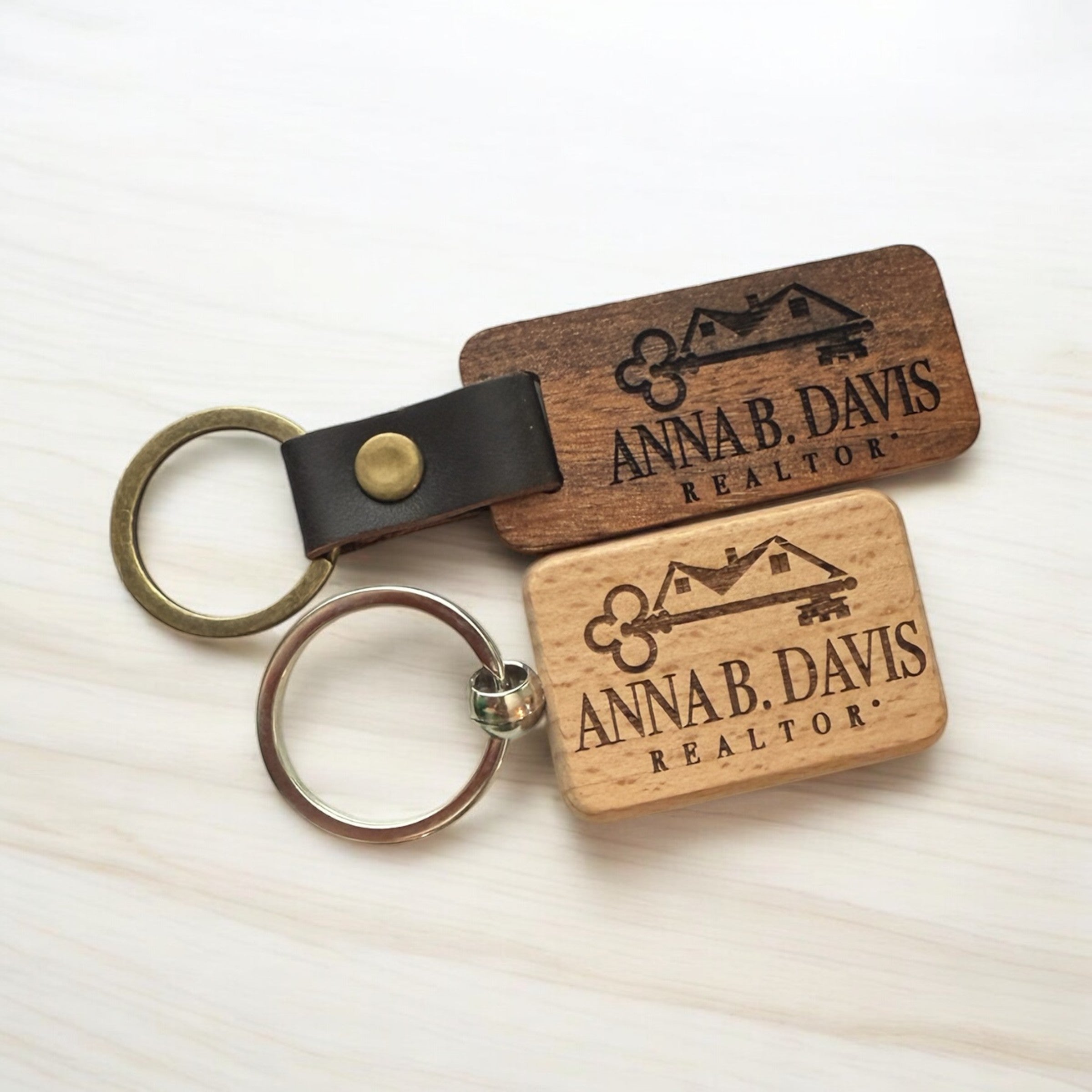 Custom Wood & Leather Keychains | Engraved Logo | Premium Business Gifts