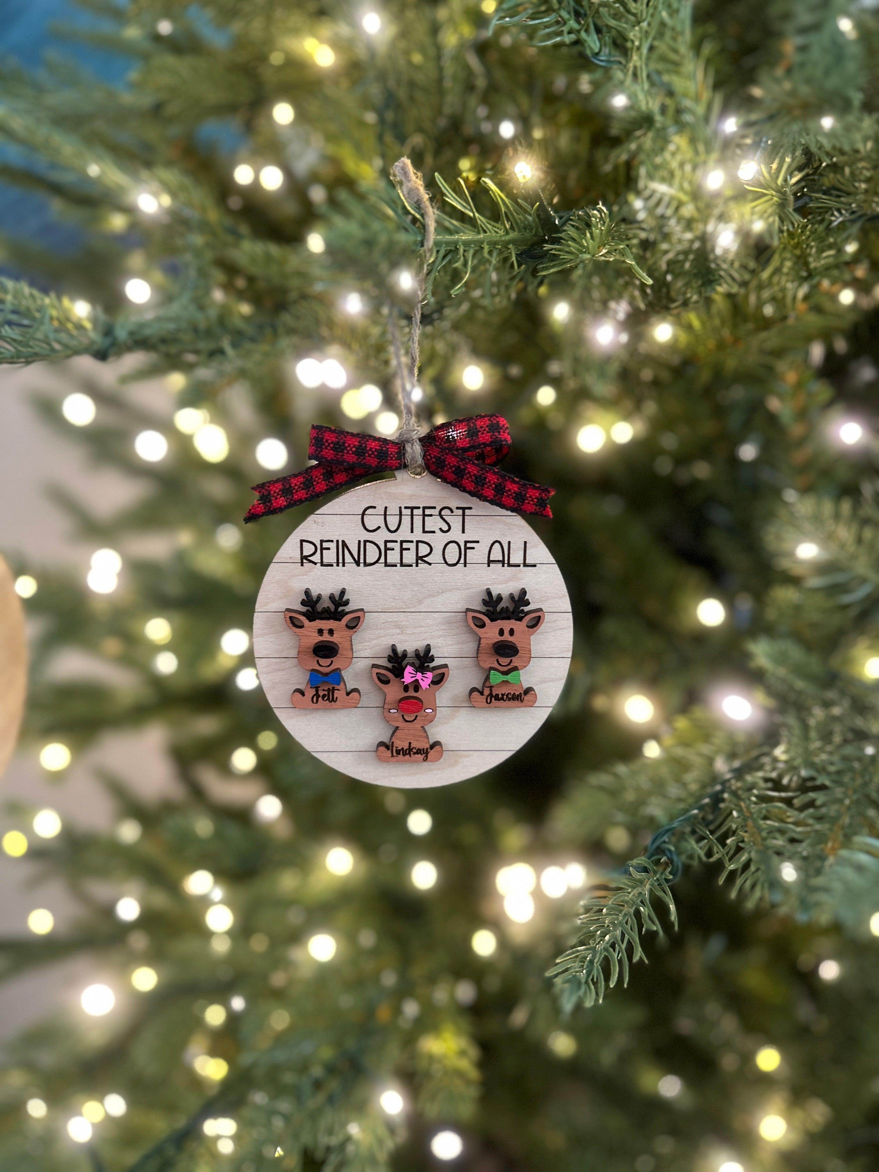 Cutest reindeer of all ornament, Grandparent ornament, custom wooden ornament, grandparent gift, family ornaments, personalized ornament, reindeer ornament - Coastal Chaos LLC