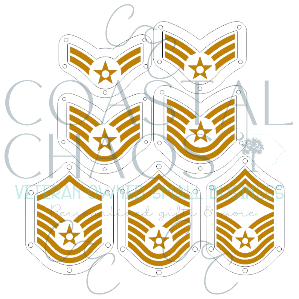 Custom Military Rank Stripes Plaque – Personalized Acrylic & Wood Display | All Ranks Available - Coastal Chaos LLC