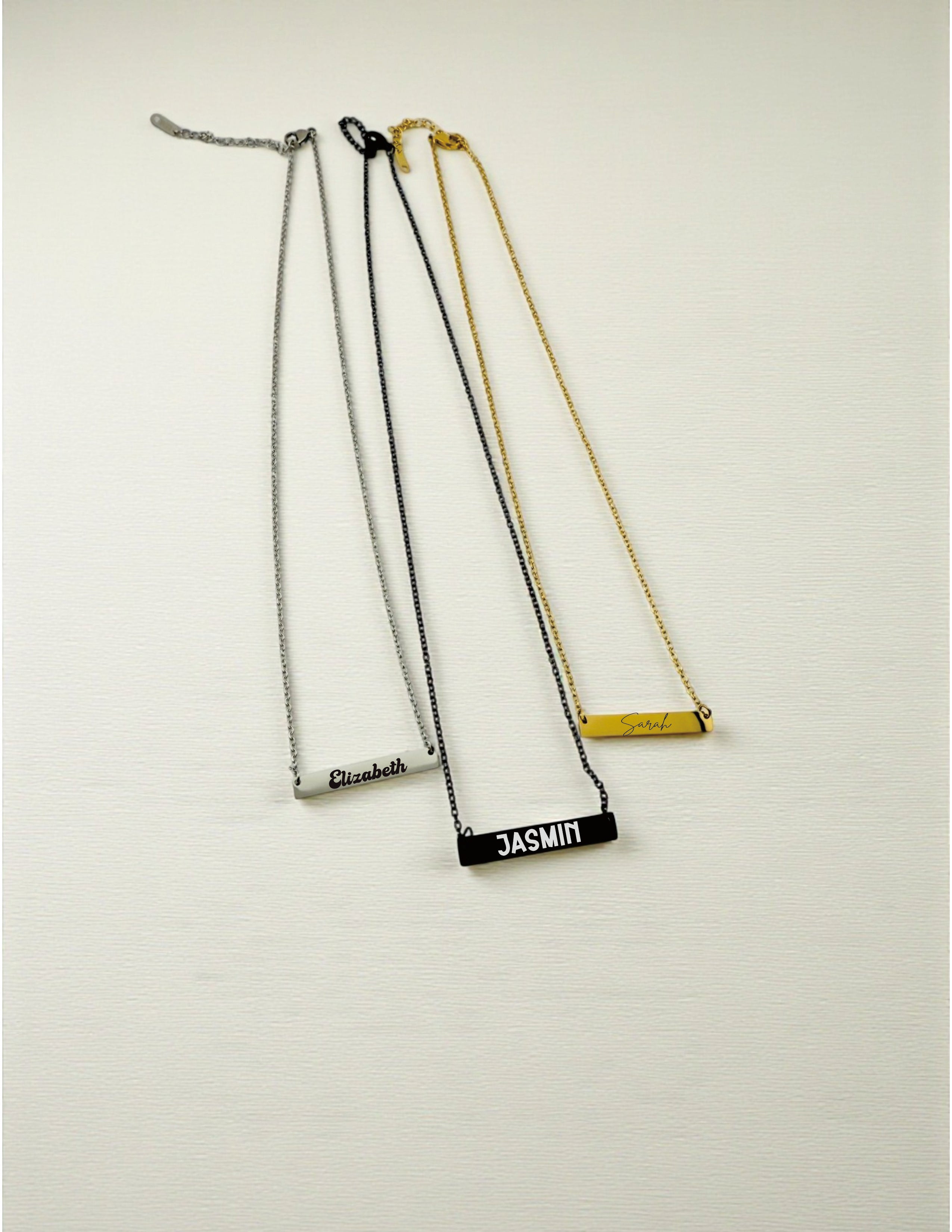Minimalist personalized bar necklace on delicate chain