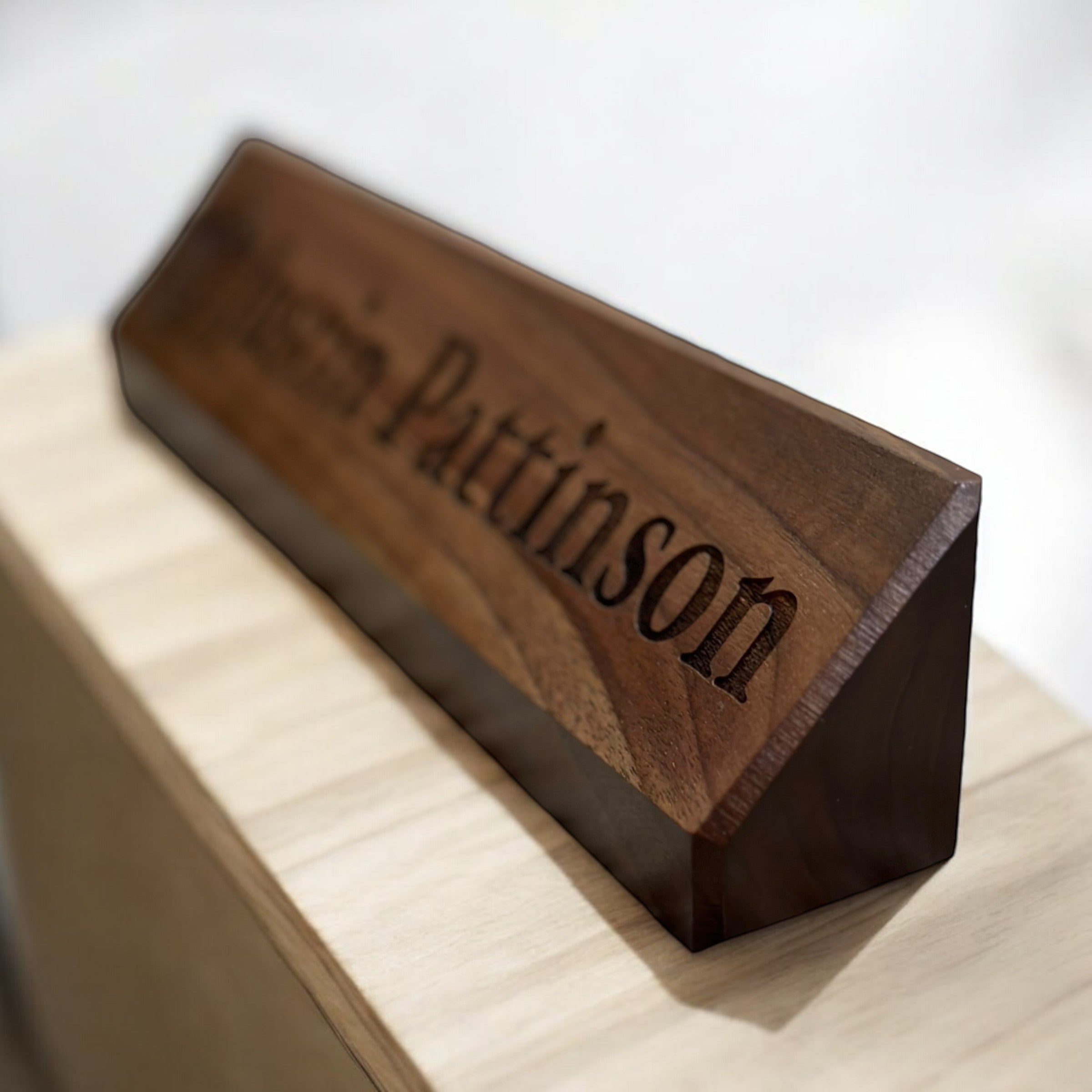 Custom Engraved Wooden Desk Name Display