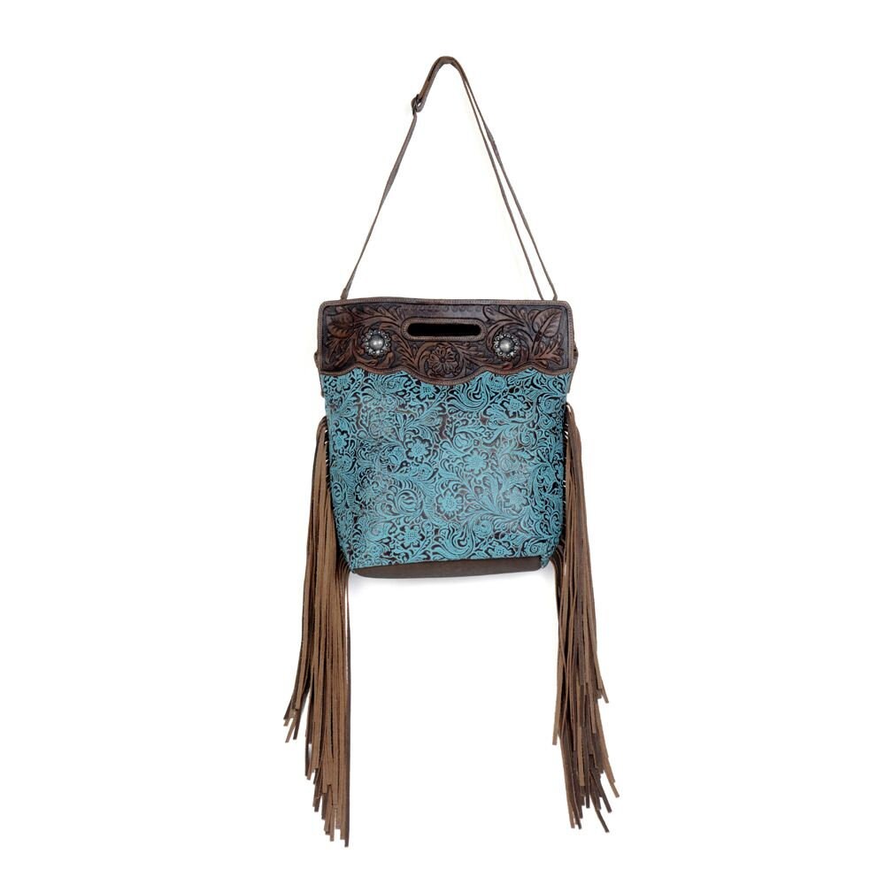 Myra Bag Blue Vine Hand-tooled bag, purse, women, gift, trendy, Anniversary, Valentine, Birthday - Coastal Chaos LLC