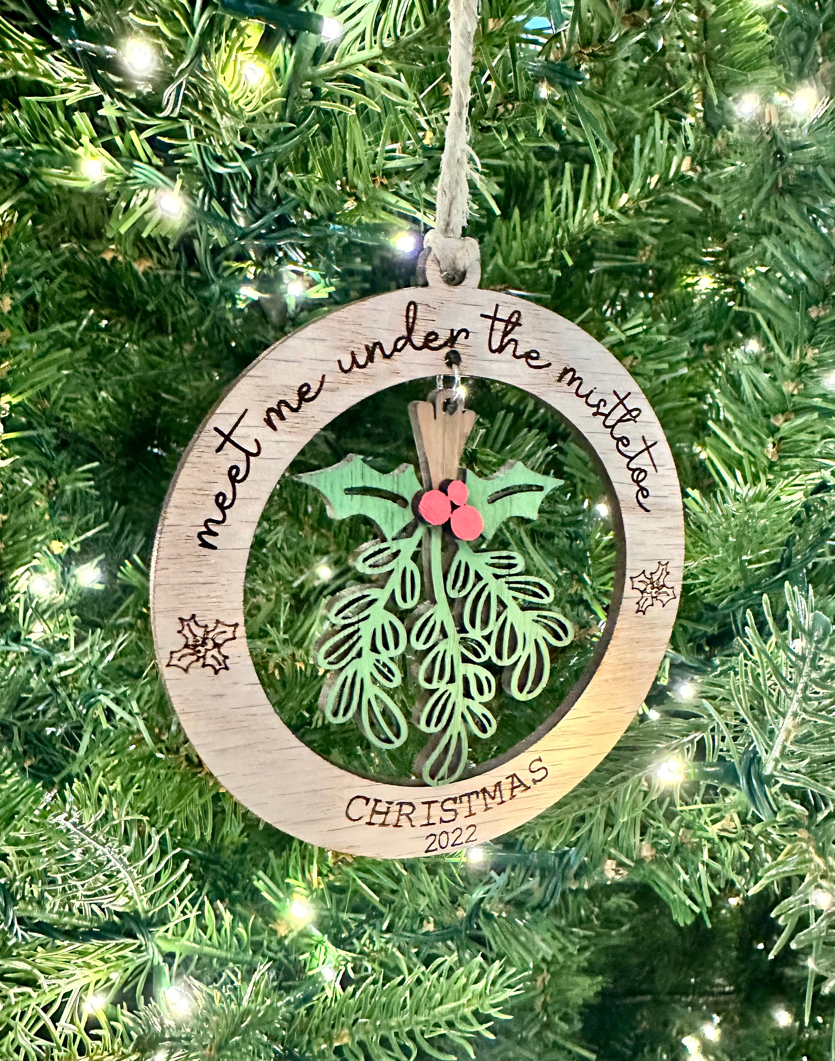 Meet me under the mistletoe ornament, Personalized ornament, custom Christmas ornament - Coastal Chaos LLC