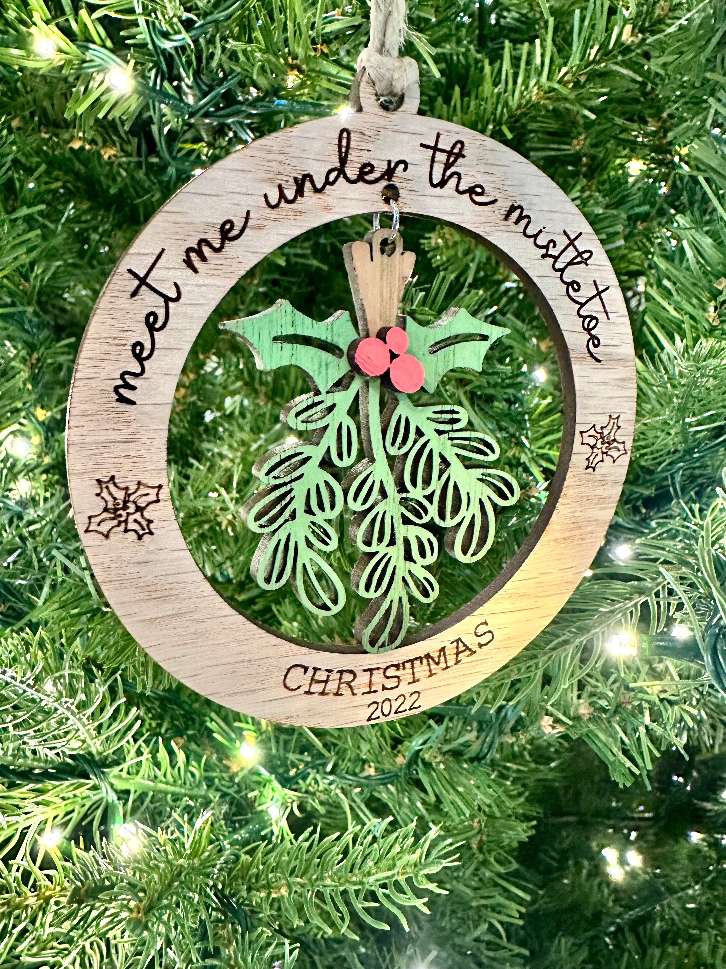 Meet me under the mistletoe ornament, Personalized ornament, custom Christmas ornament - Coastal Chaos LLC