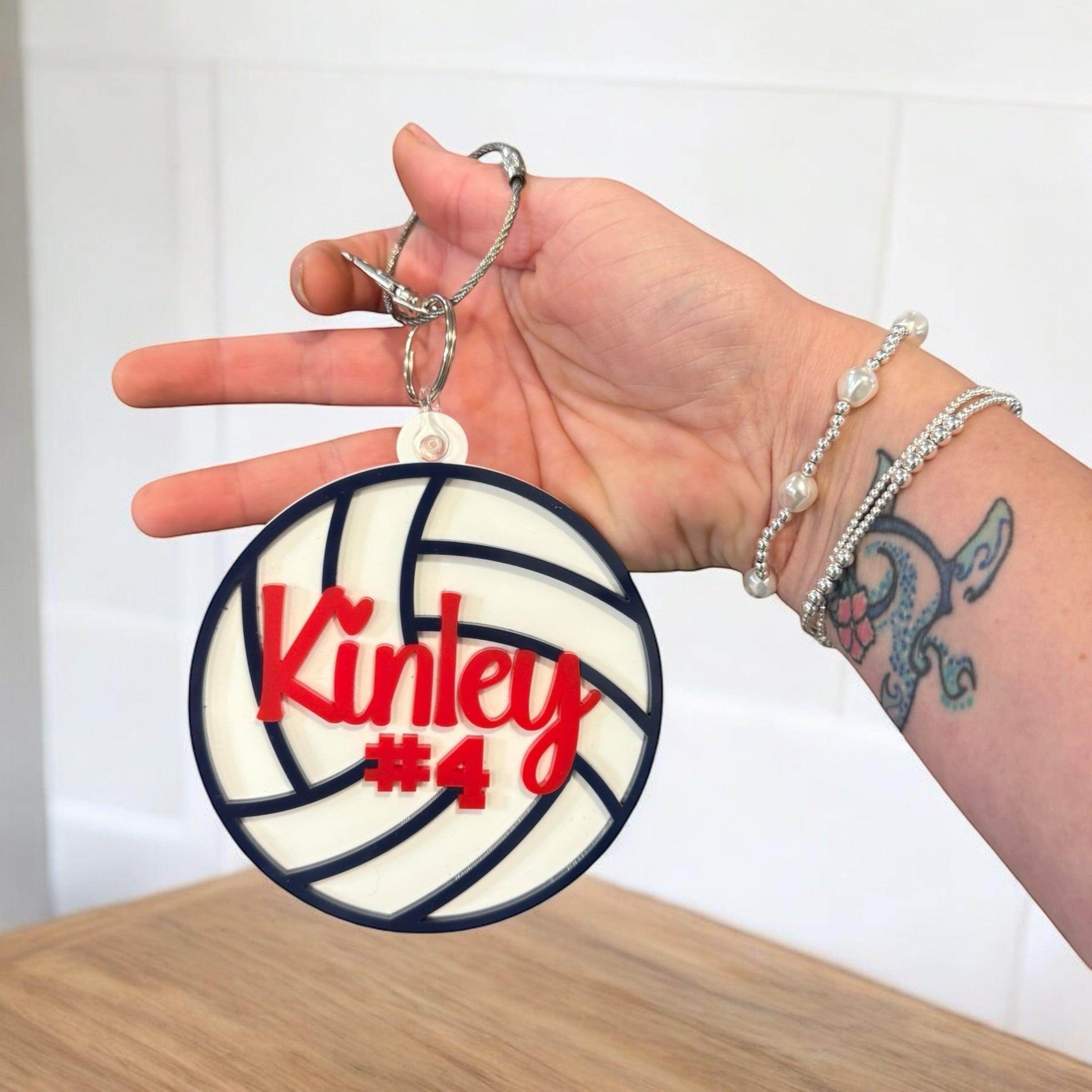 Custom Volleyball Keychain, Personalized Name and Number, Team Gift, Bag Tag - Coastal Chaos LLC
