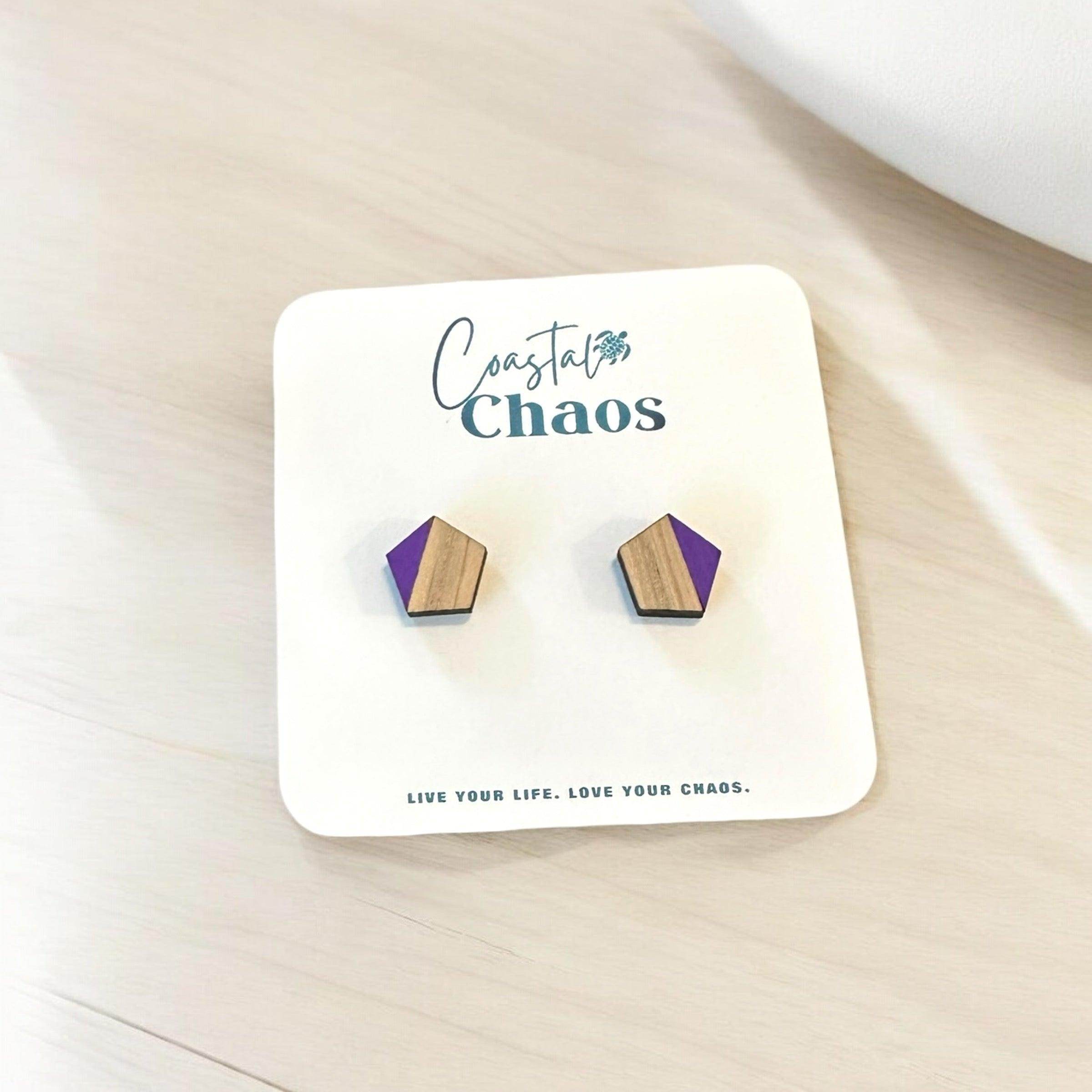 Handmade geometric & cloud stud earrings, Custom stud earrings, handmade earrings, geometric stud earrings - Coastal Chaos LLC