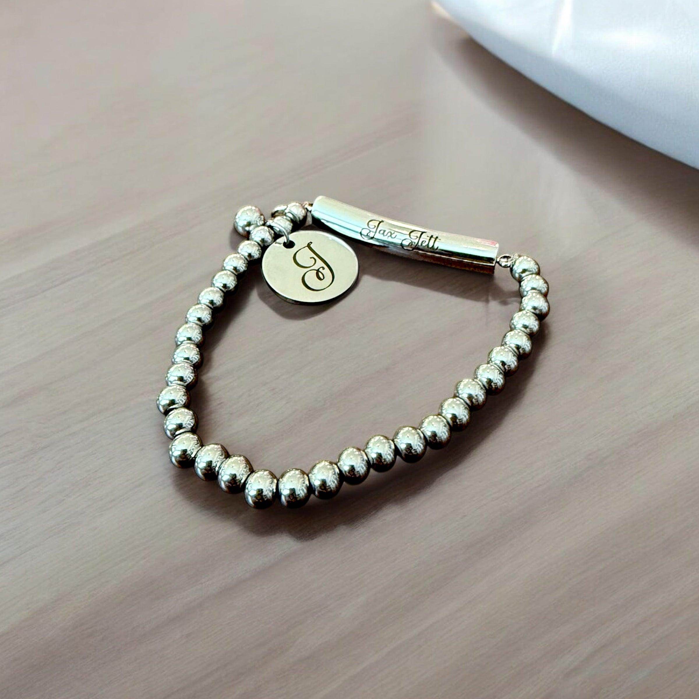 Personalized beaded bracelet with charm - Coastal Chaos LLC