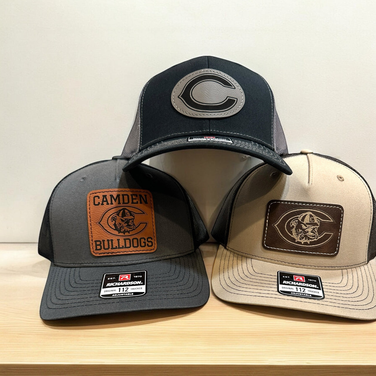 Camden Bulldogs Customized Richardson 112 Trucker Hat with Leather Patch