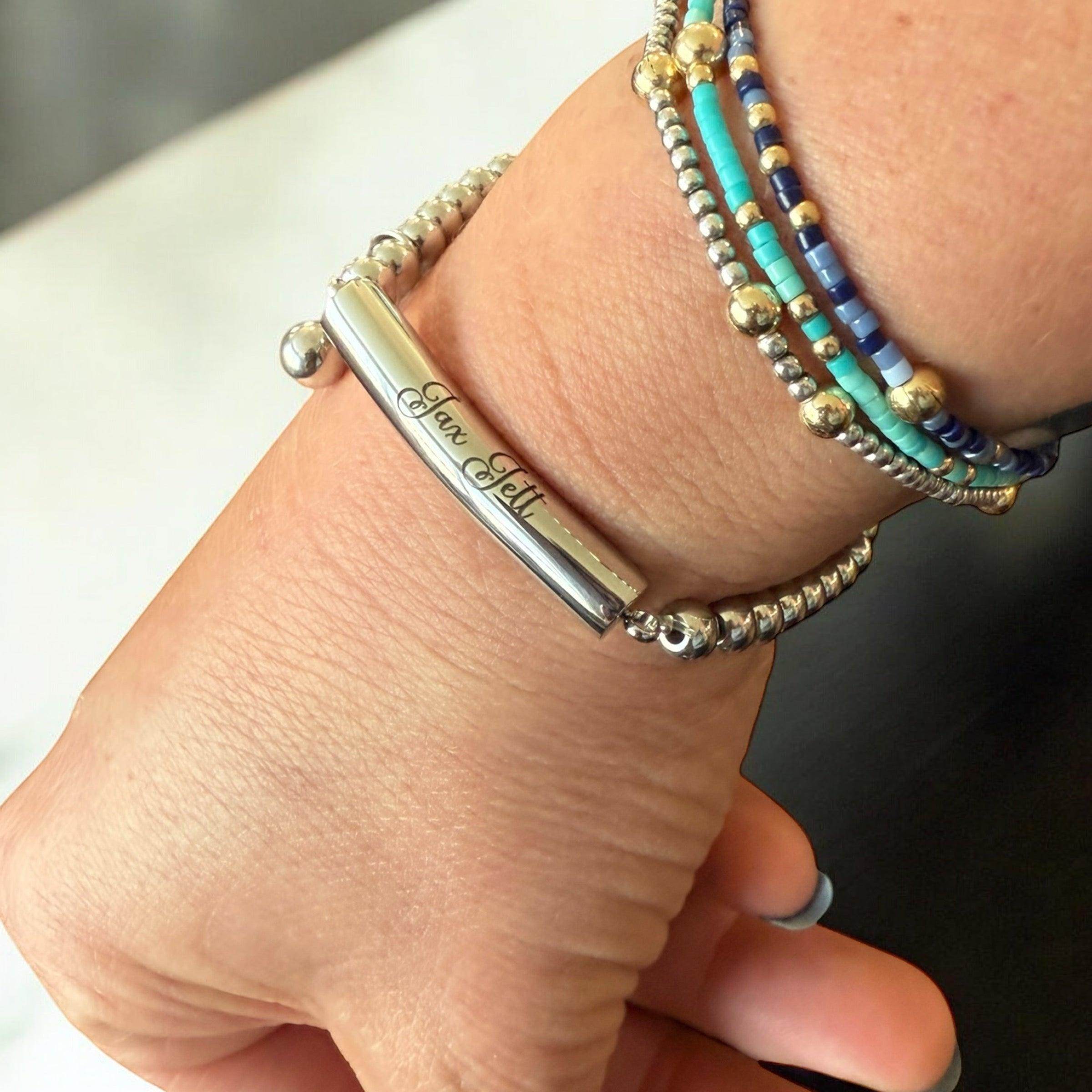 Personalized beaded bracelet with charm - Coastal Chaos LLC