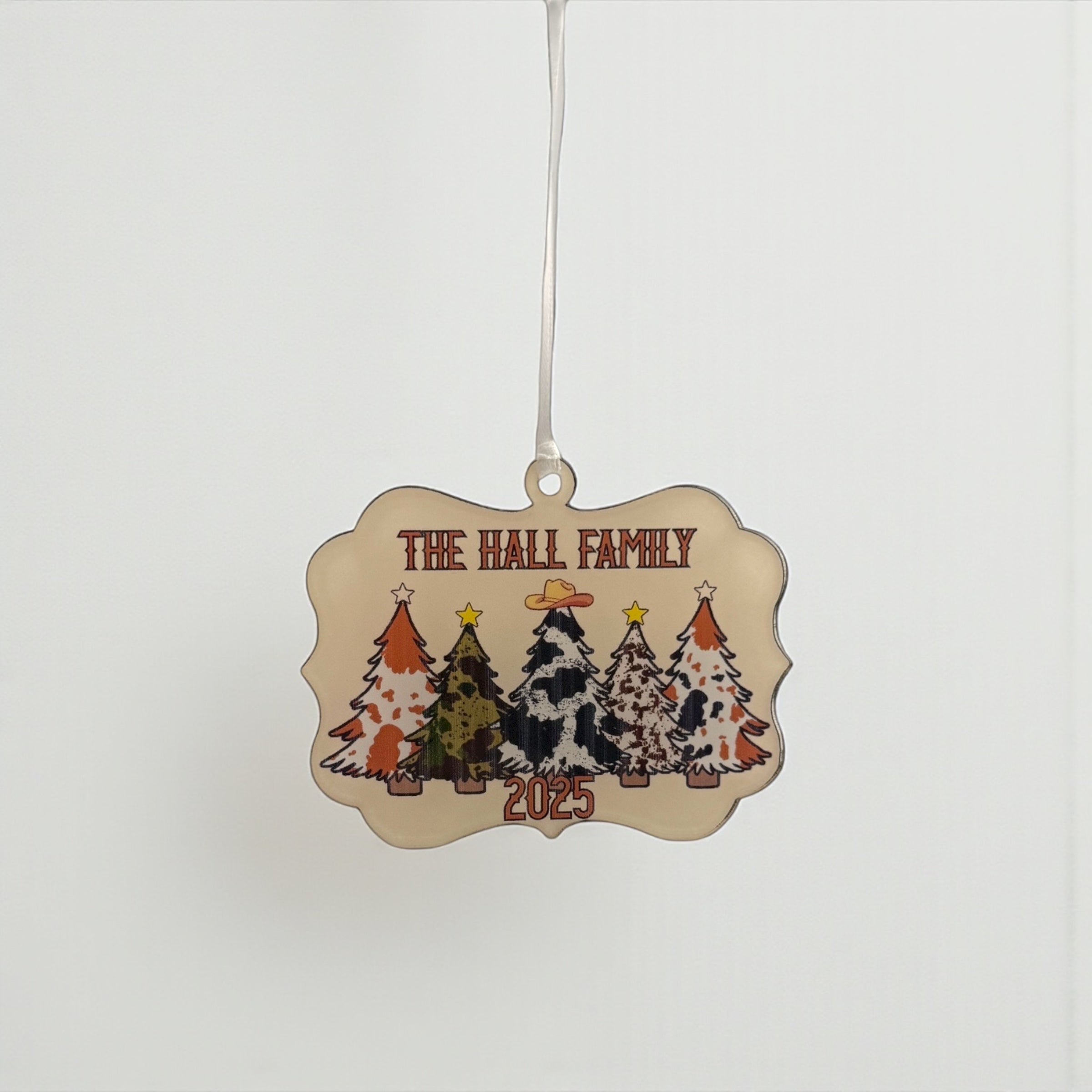 Western Family Ornament • Boho Cowhide Tree Ornament • Family Name Ornament • 2025 Keepsake