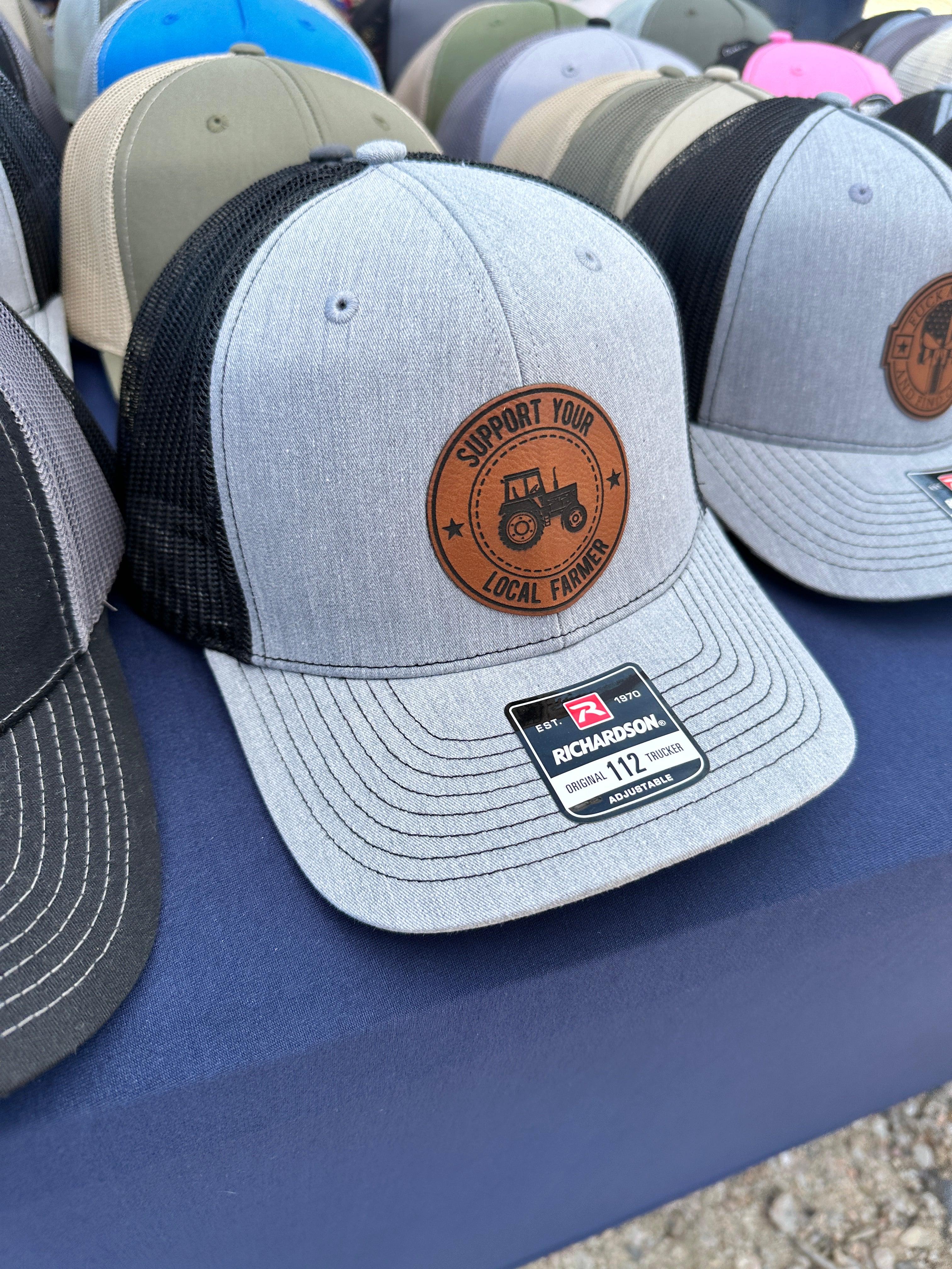 Support your local farmer leather patch Richardson hat - Coastal Chaos LLC