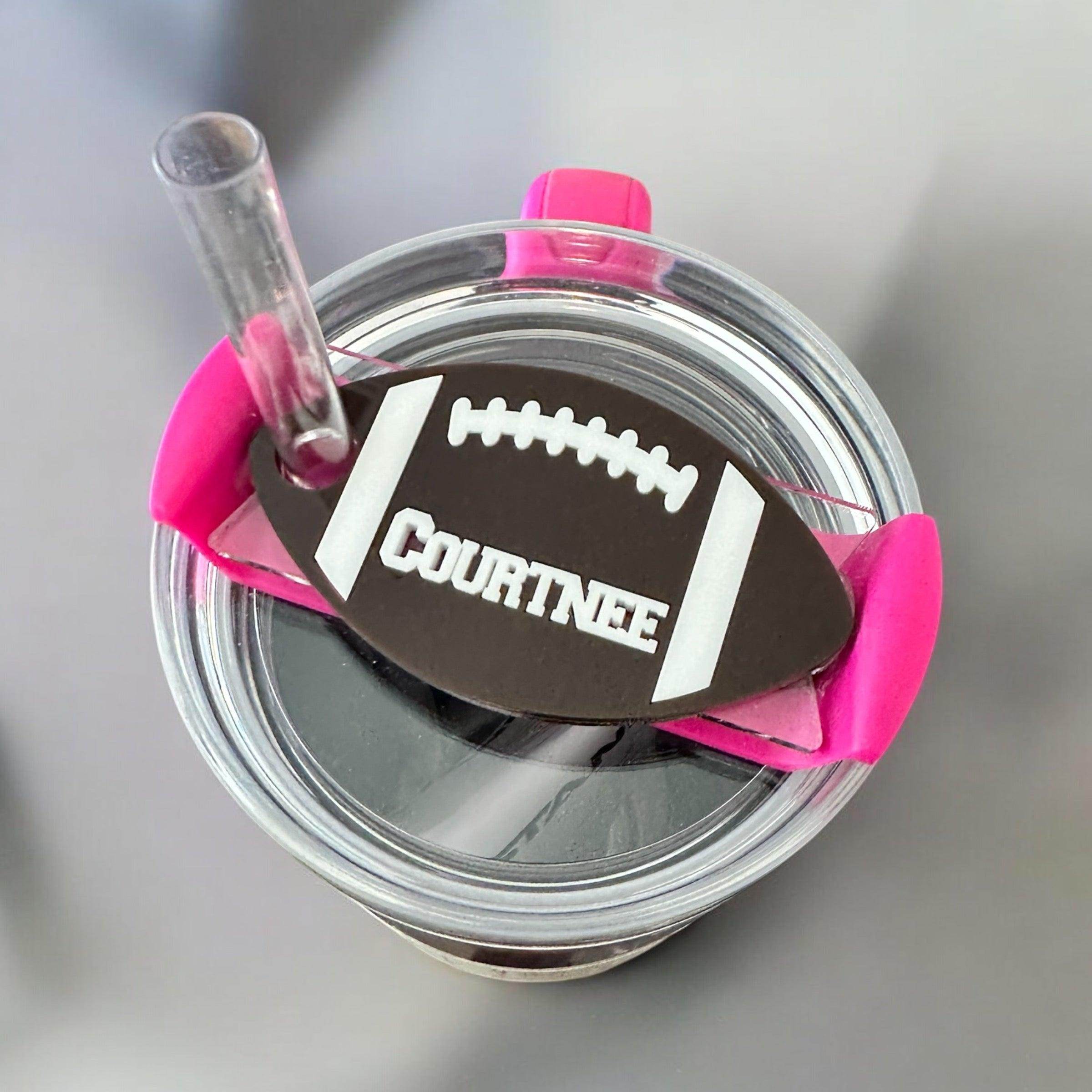 Football H2.0 version topper, acrylic name plate 30 or 40 oz - Coastal Chaos LLC