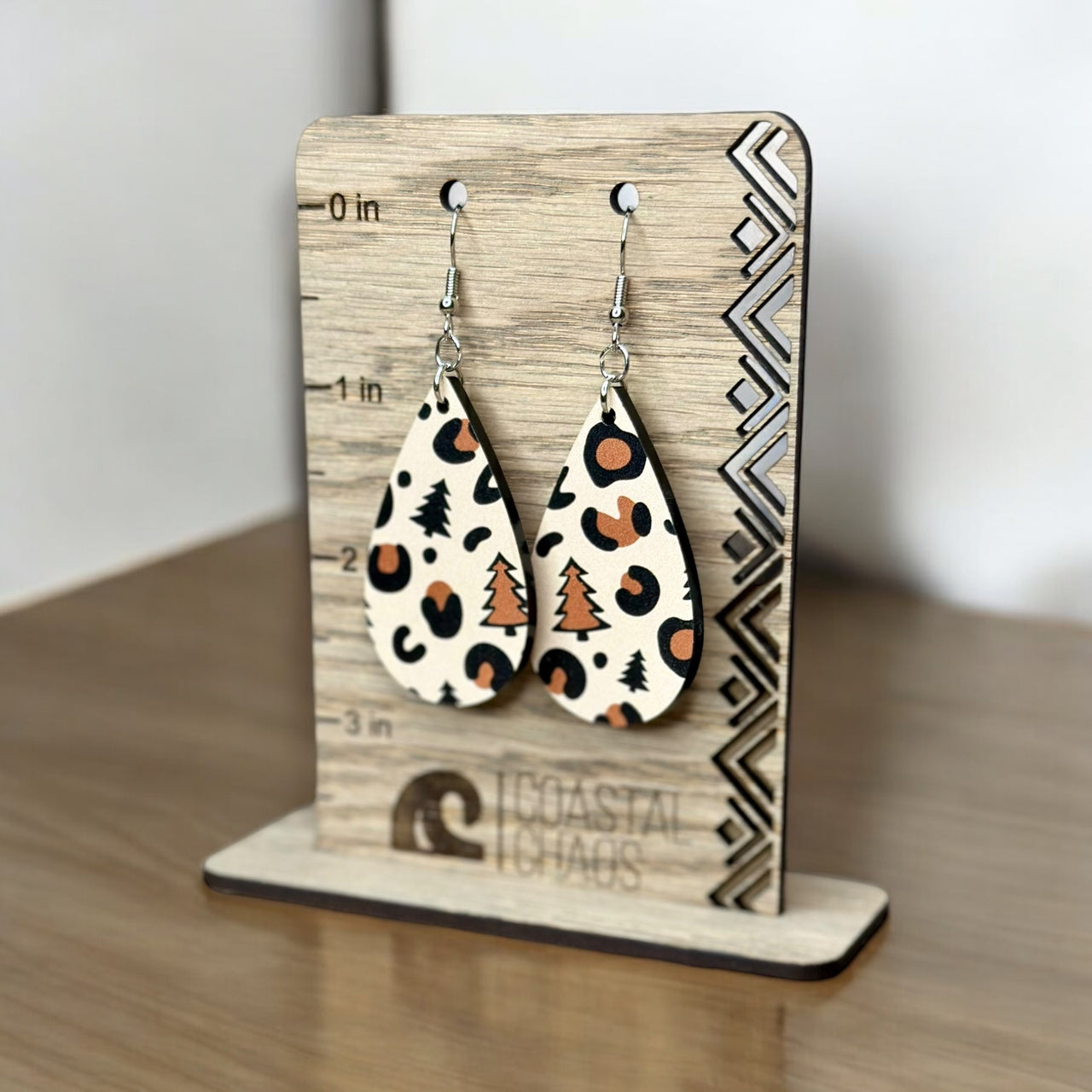 Christmas and leopard print acrylic dangle & stud Earrings, Christmas present, sexy, earrings, sassy, fun, womens gift