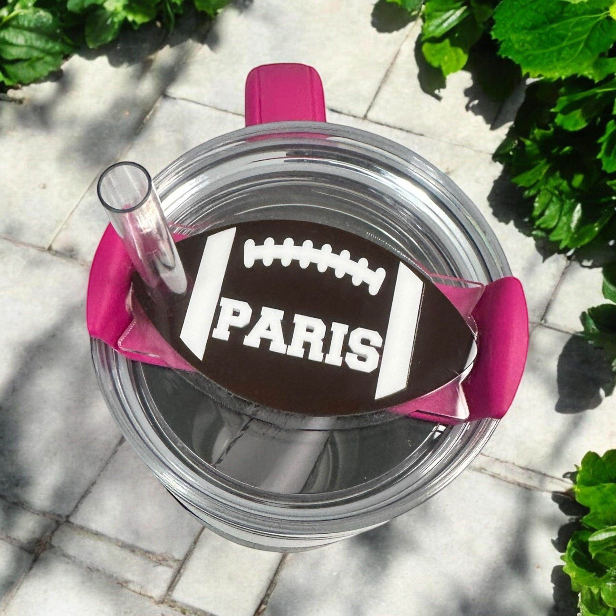 Football H2.0 version topper, acrylic name plate 30 or 40 oz - Coastal Chaos LLC