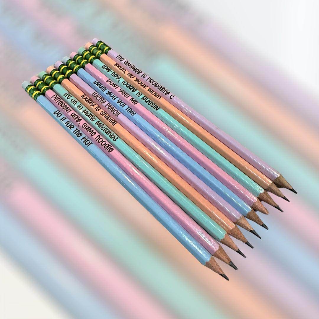 Funny teen slang pencils, affirmation pencils, custom made pencils, back to school gift - Coastal Chaos LLC