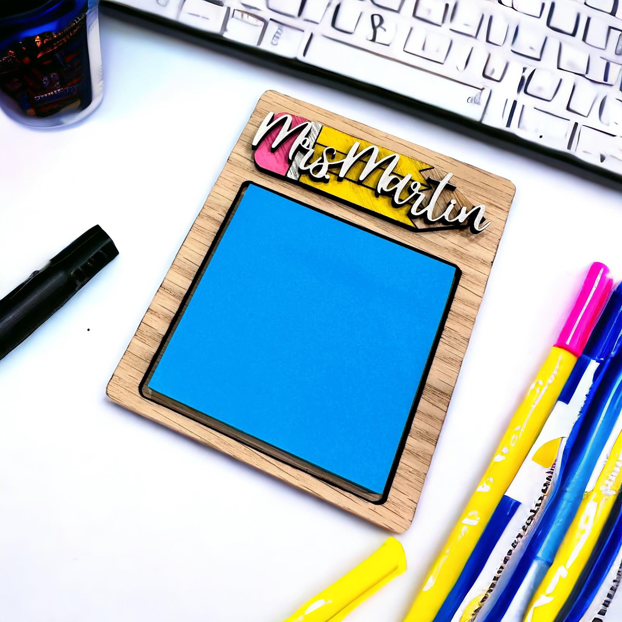 Teacher post it note holder, personalized teacher appreciation gift - Coastal Chaos LLC