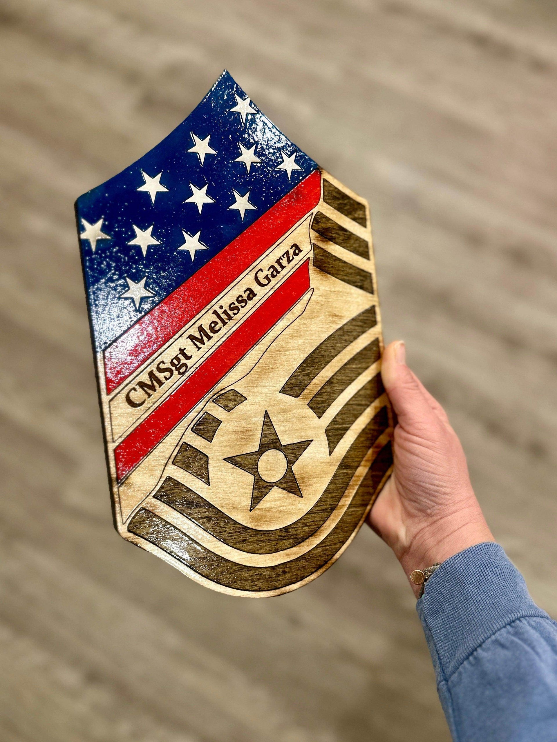 CMSgt distressed stripe, military promotion gift, retirement gift - Coastal Chaos LLC