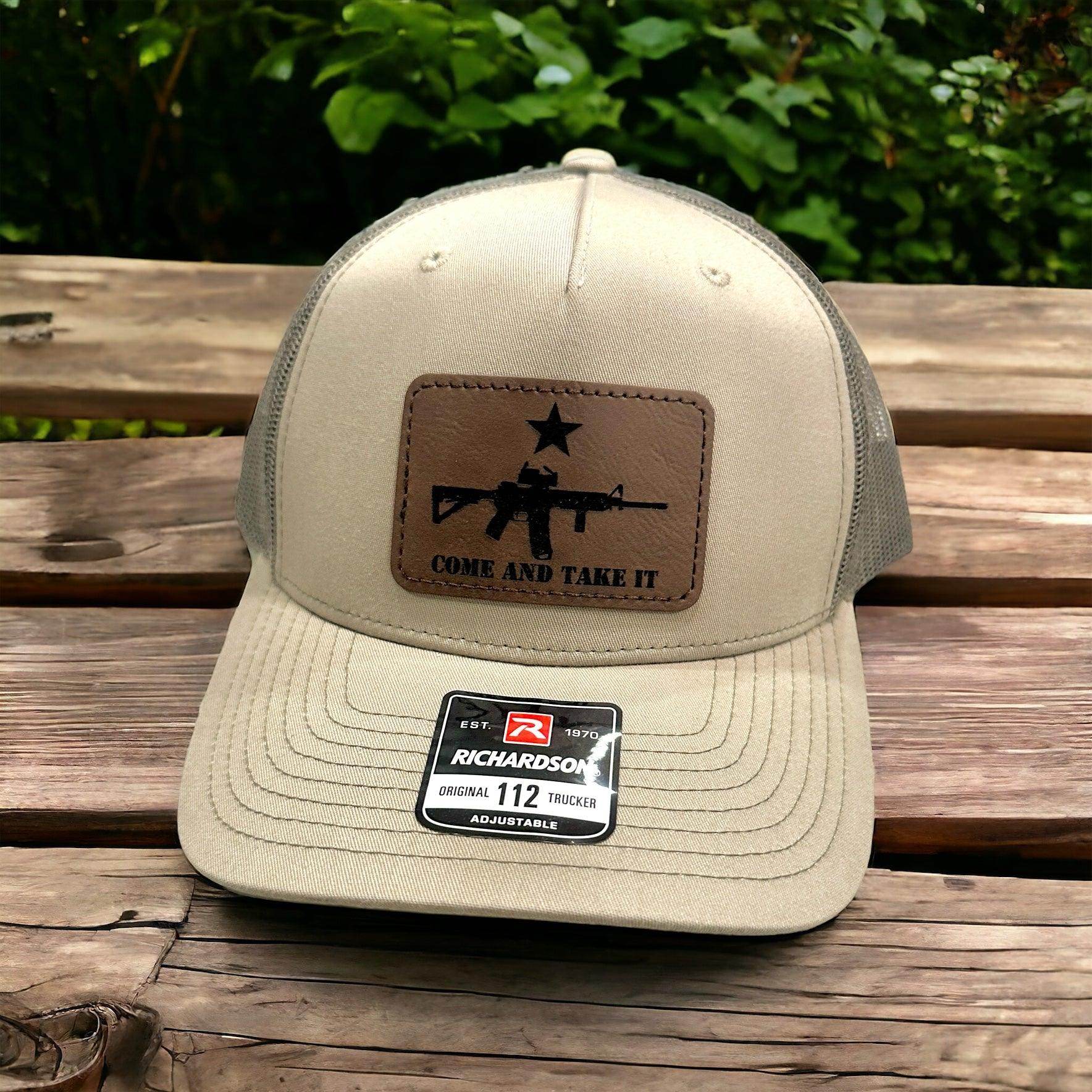 Come and take it Richardson hat, gifts for men, leather patch hat - Coastal Chaos LLC
