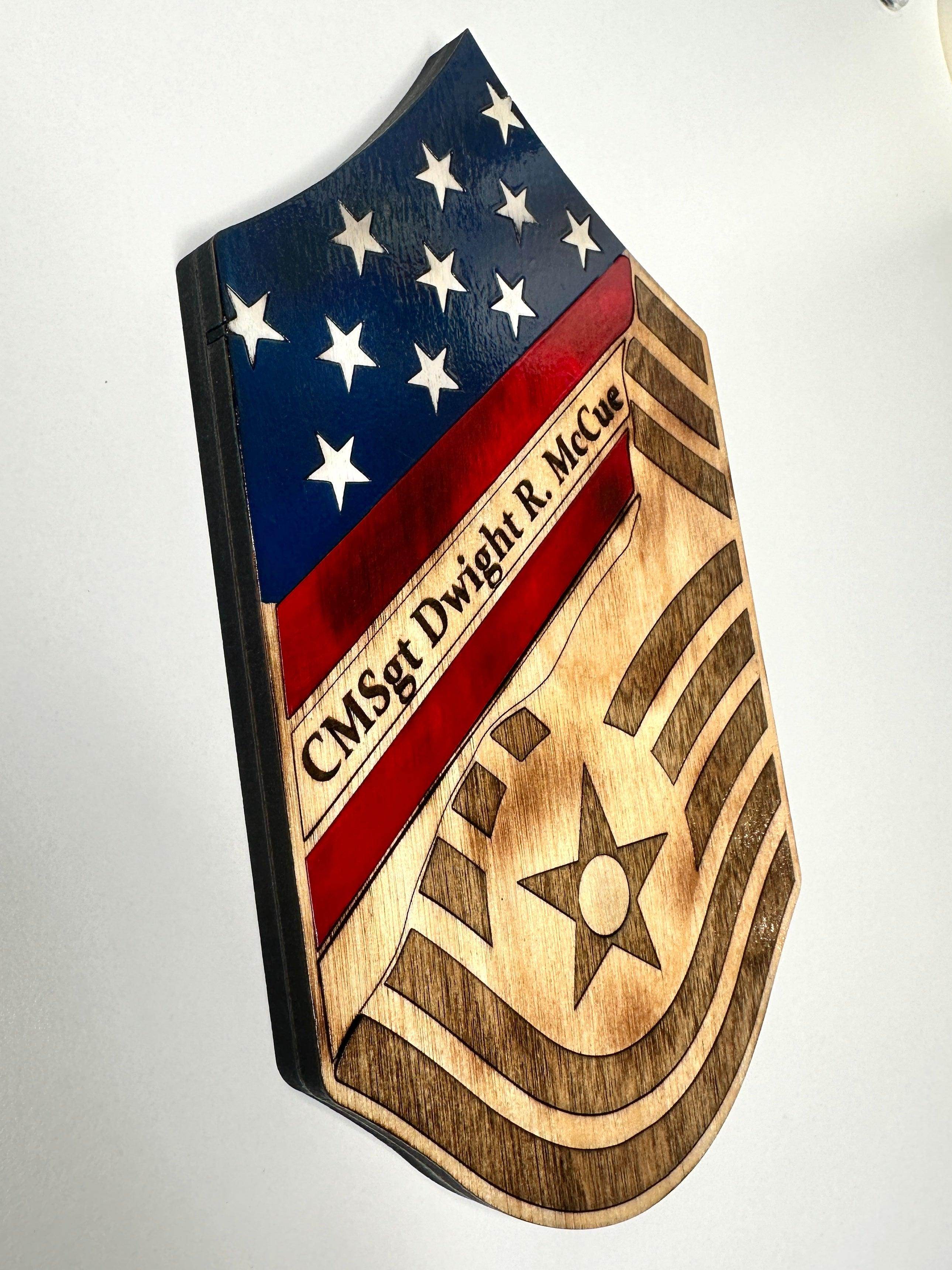 CMSgt distressed stripe, military promotion gift, retirement gift - Coastal Chaos LLC