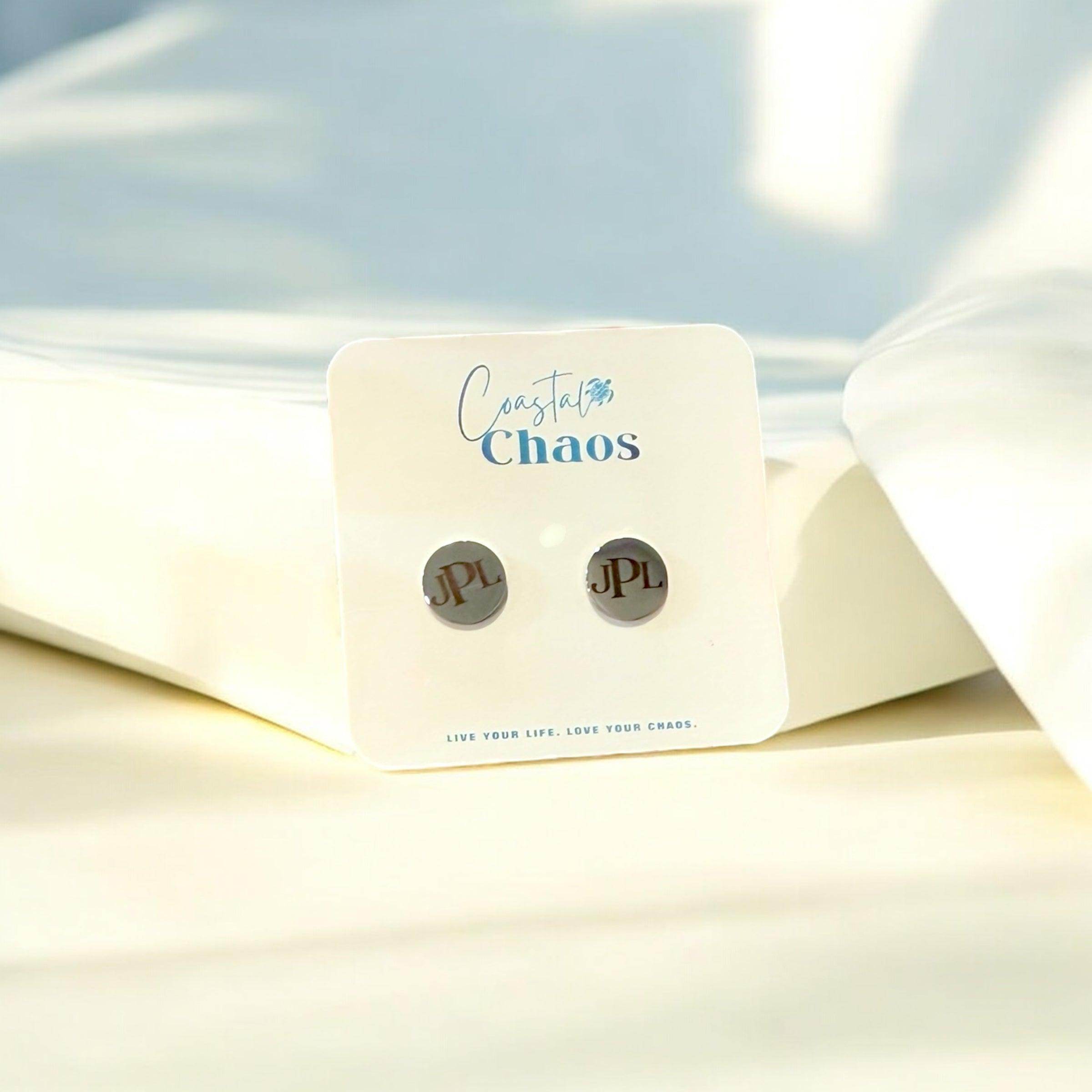Custom Engraved Stud Earrings – Monogram or Name Design | Perfect gift for Mother's Day - Coastal Chaos LLC