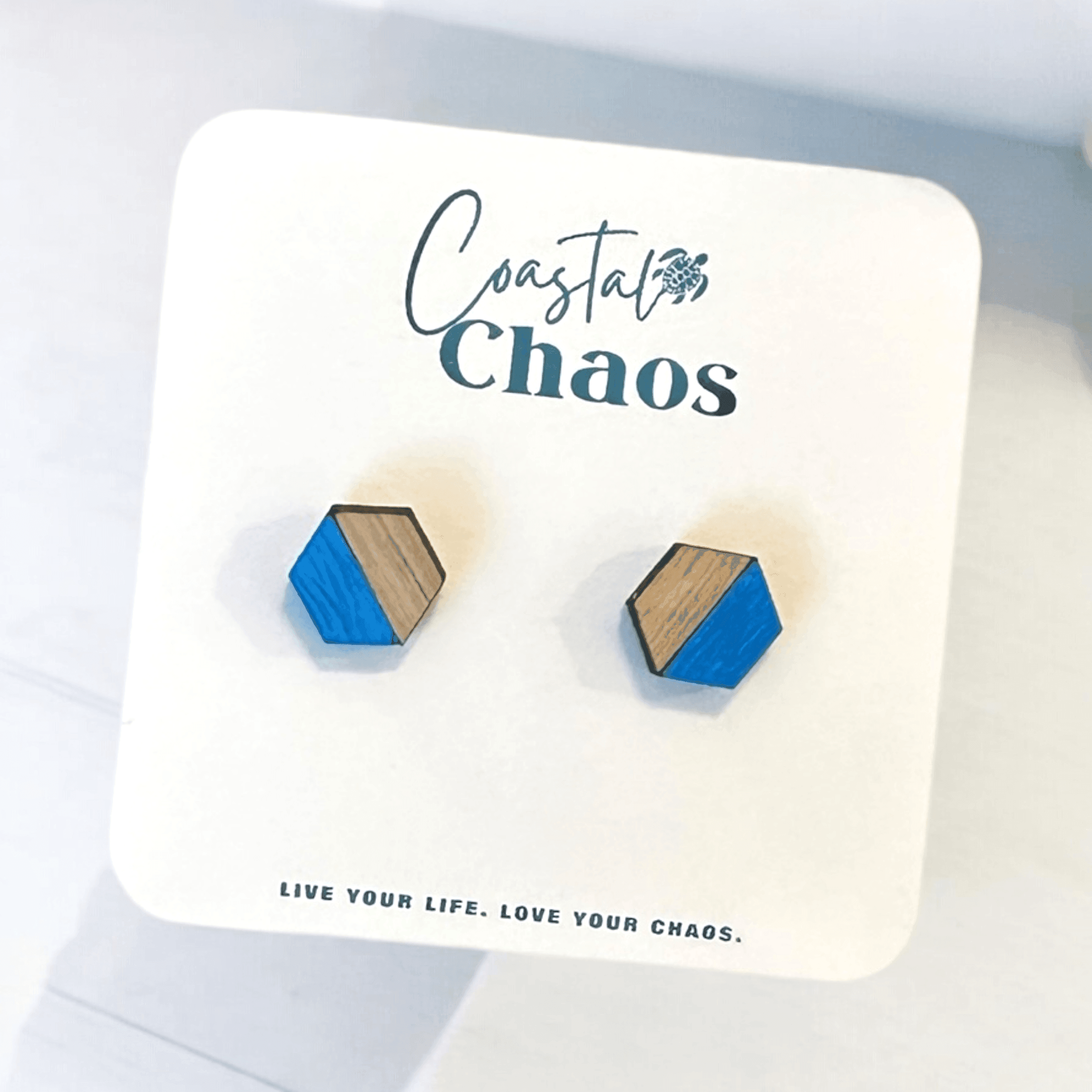 Handmade geometric & cloud stud earrings, Custom stud earrings, handmade earrings, geometric stud earrings - Coastal Chaos LLC