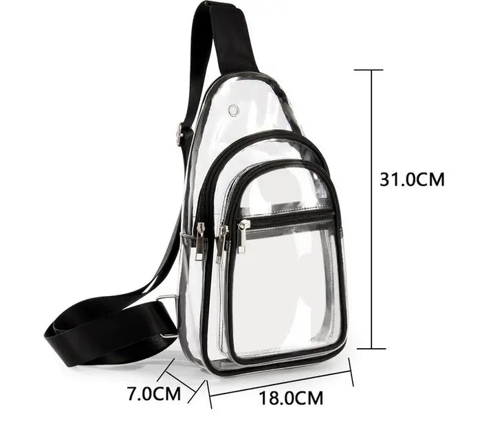 Black Strap Clear Sling Bag - Coastal Chaos LLC