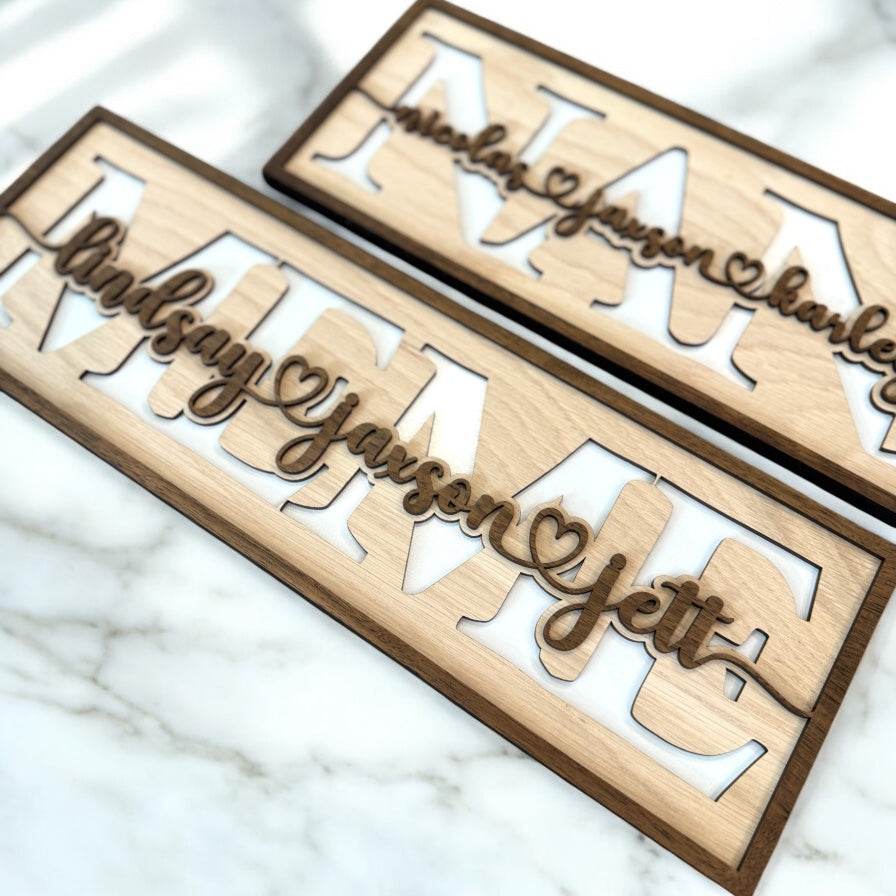 Custom Wooden Name Sign for Grandparents | Personalized NANA or MEME Sign with Grandkids’ Names | Mother’s Day Gift | Grandparent Wall Decor - Coastal Chaos LLC