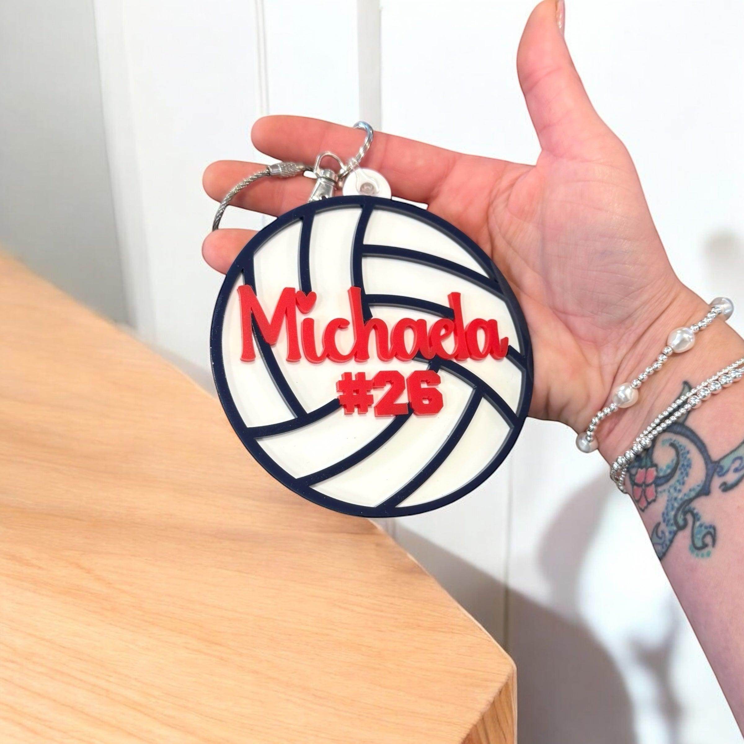 Custom Volleyball Keychain, Personalized Name and Number, Team Gift, Bag Tag - Coastal Chaos LLC