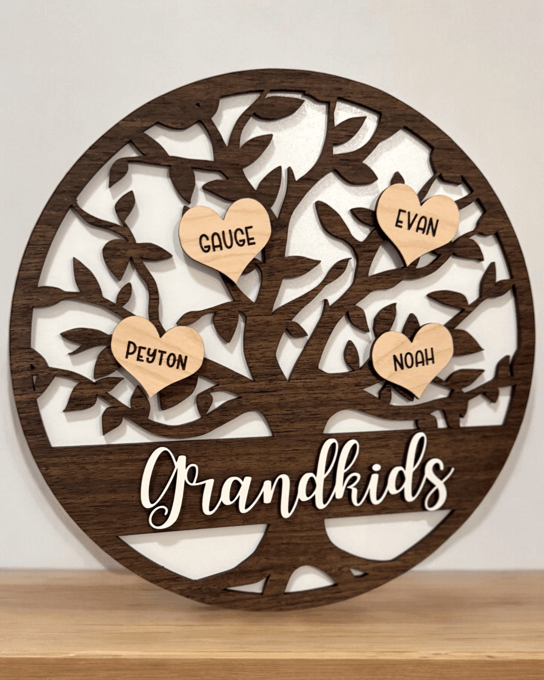 Grandkids family tree sign, custom wooden sign for grandparents and family, personalized wooden sign - Coastal Chaos LLC