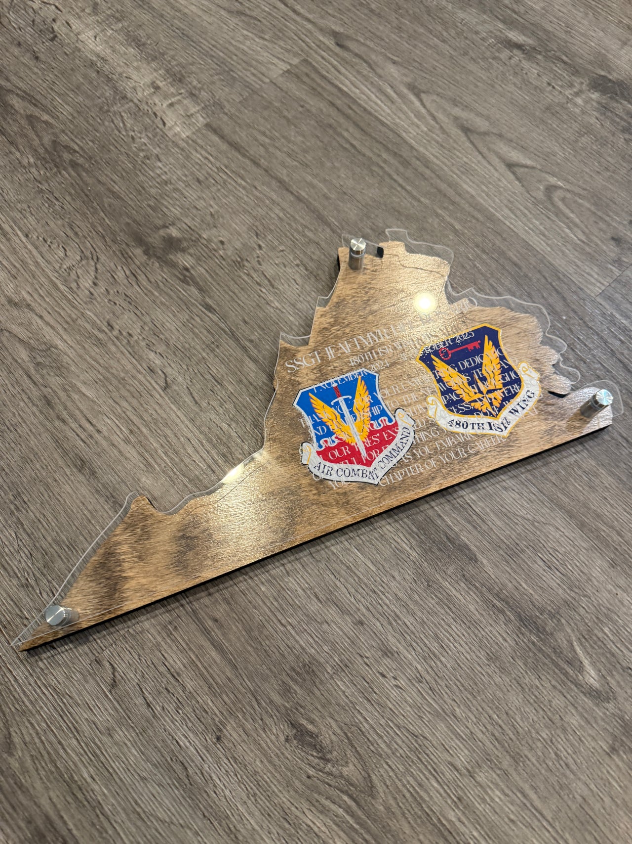 Custom State or Country Shape Plaque – Personalized Engraved Gift | Military, Corporate, or Custom Logo Retirement Plaque
