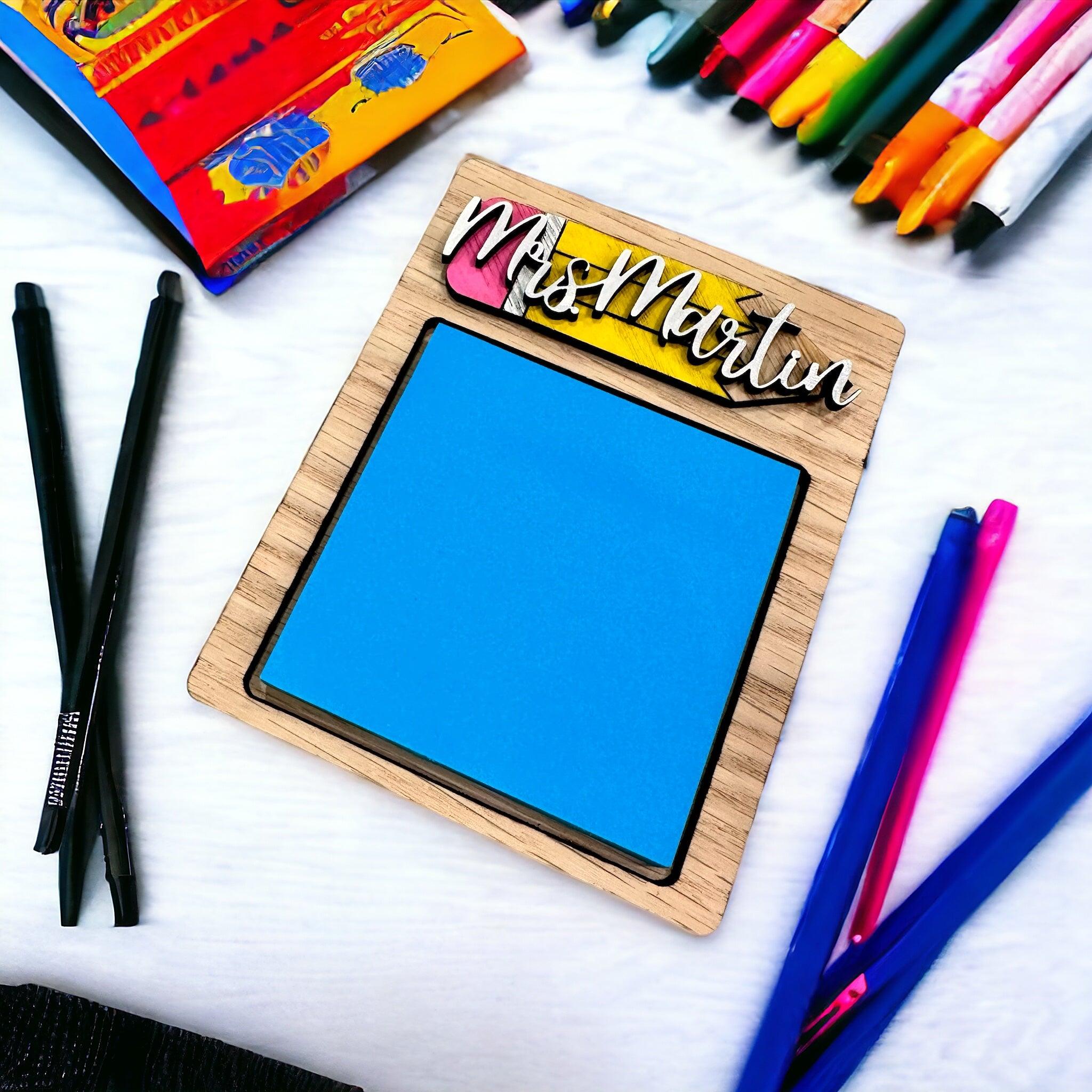 Teacher post it note holder, personalized teacher appreciation gift - Coastal Chaos LLC
