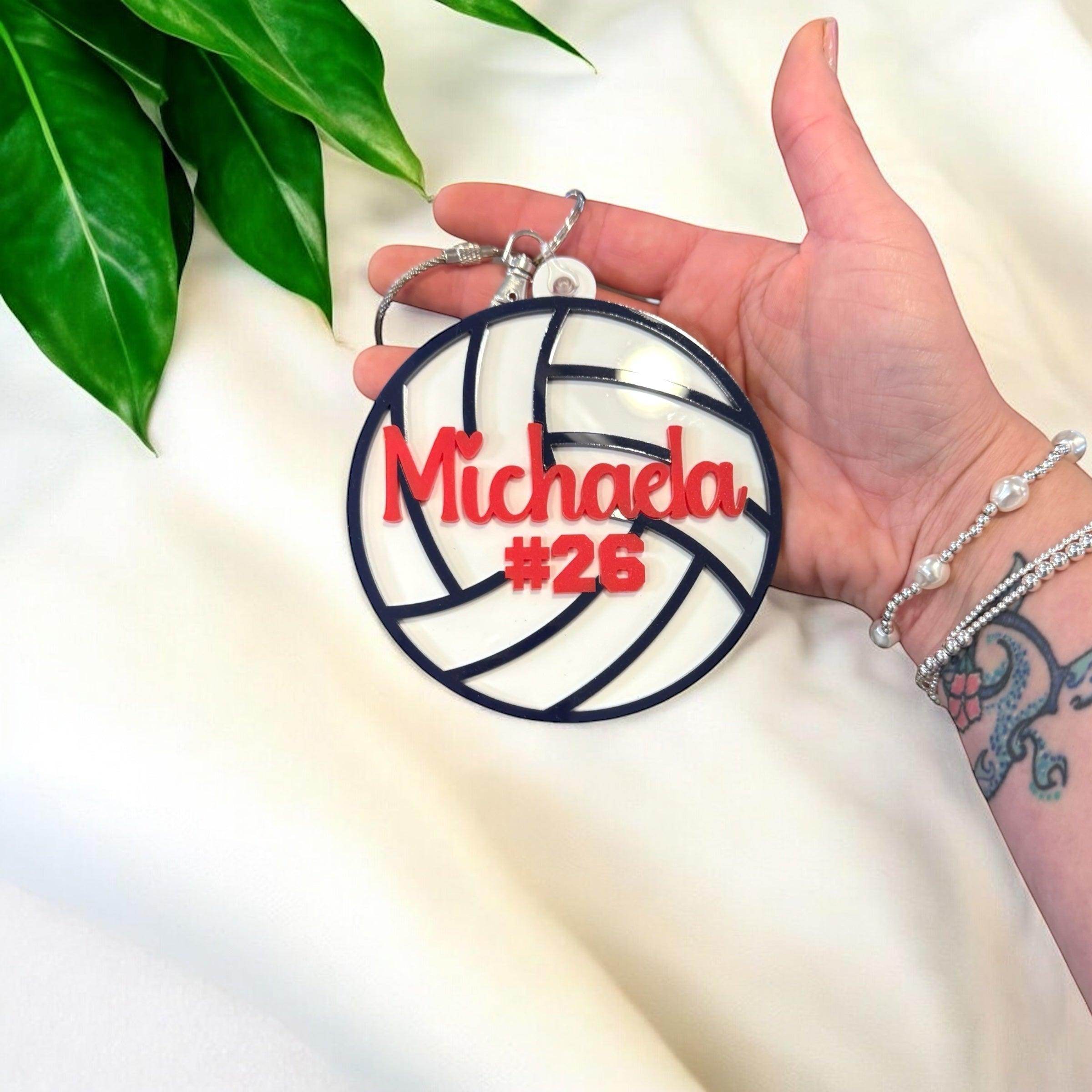 Custom Volleyball Keychain, Personalized Name and Number, Team Gift, Bag Tag - Coastal Chaos LLC