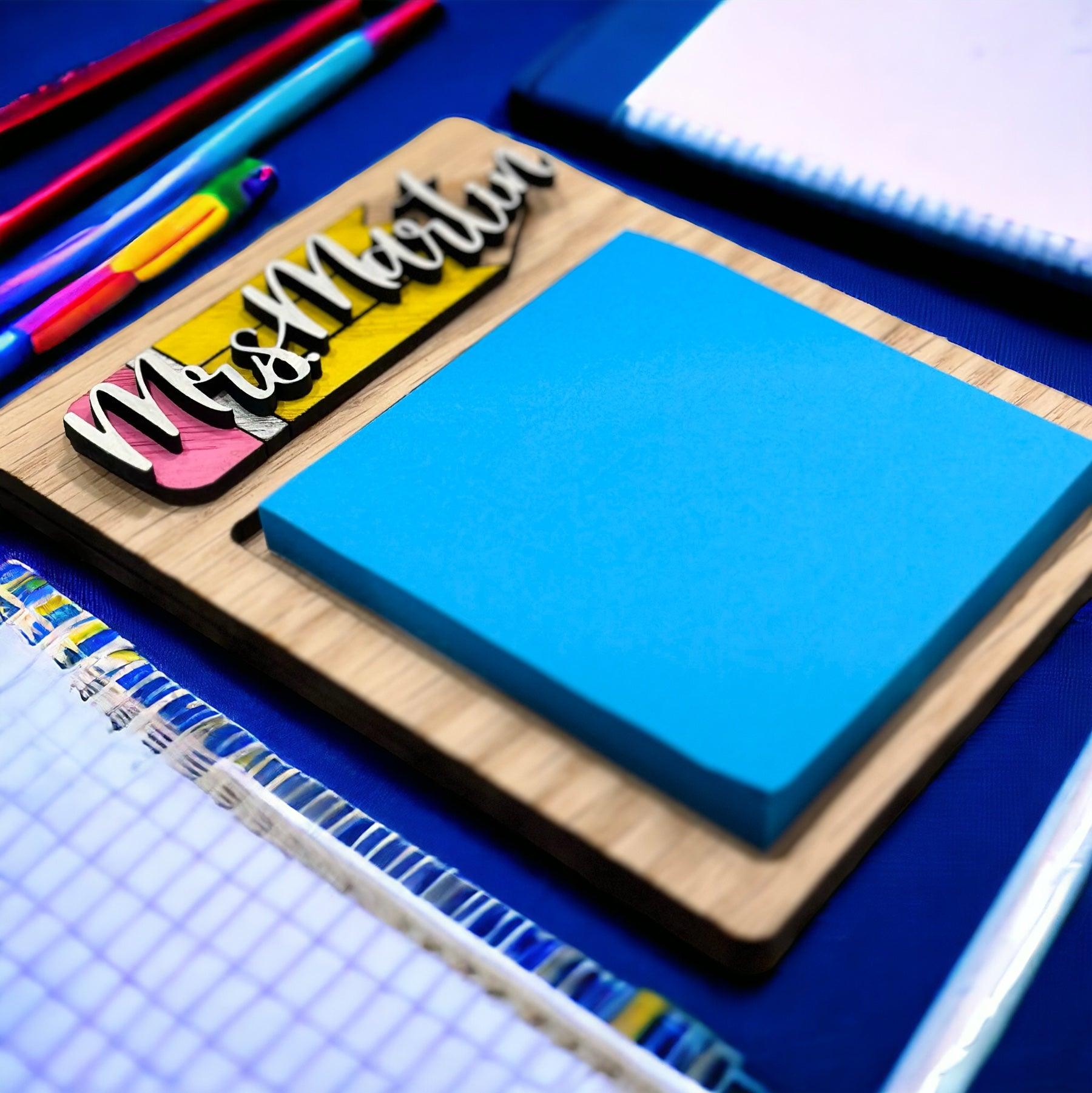 Teacher post it note holder, personalized teacher appreciation gift - Coastal Chaos LLC