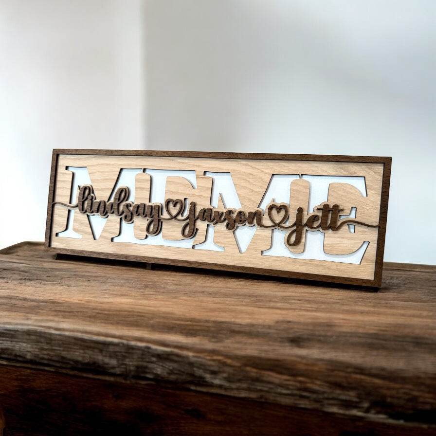 Custom Wooden Name Sign for Grandparents | Personalized NANA or MEME Sign with Grandkids’ Names | Mother’s Day Gift | Grandparent Wall Decor - Coastal Chaos LLC