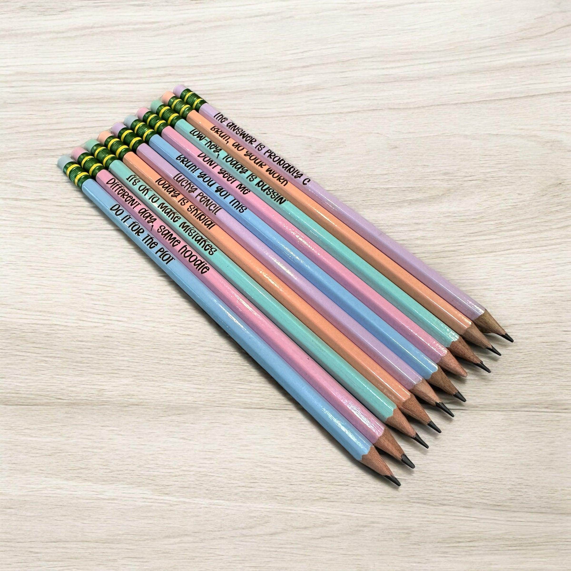 Funny teen slang pencils, affirmation pencils, custom made pencils, back to school gift - Coastal Chaos LLC