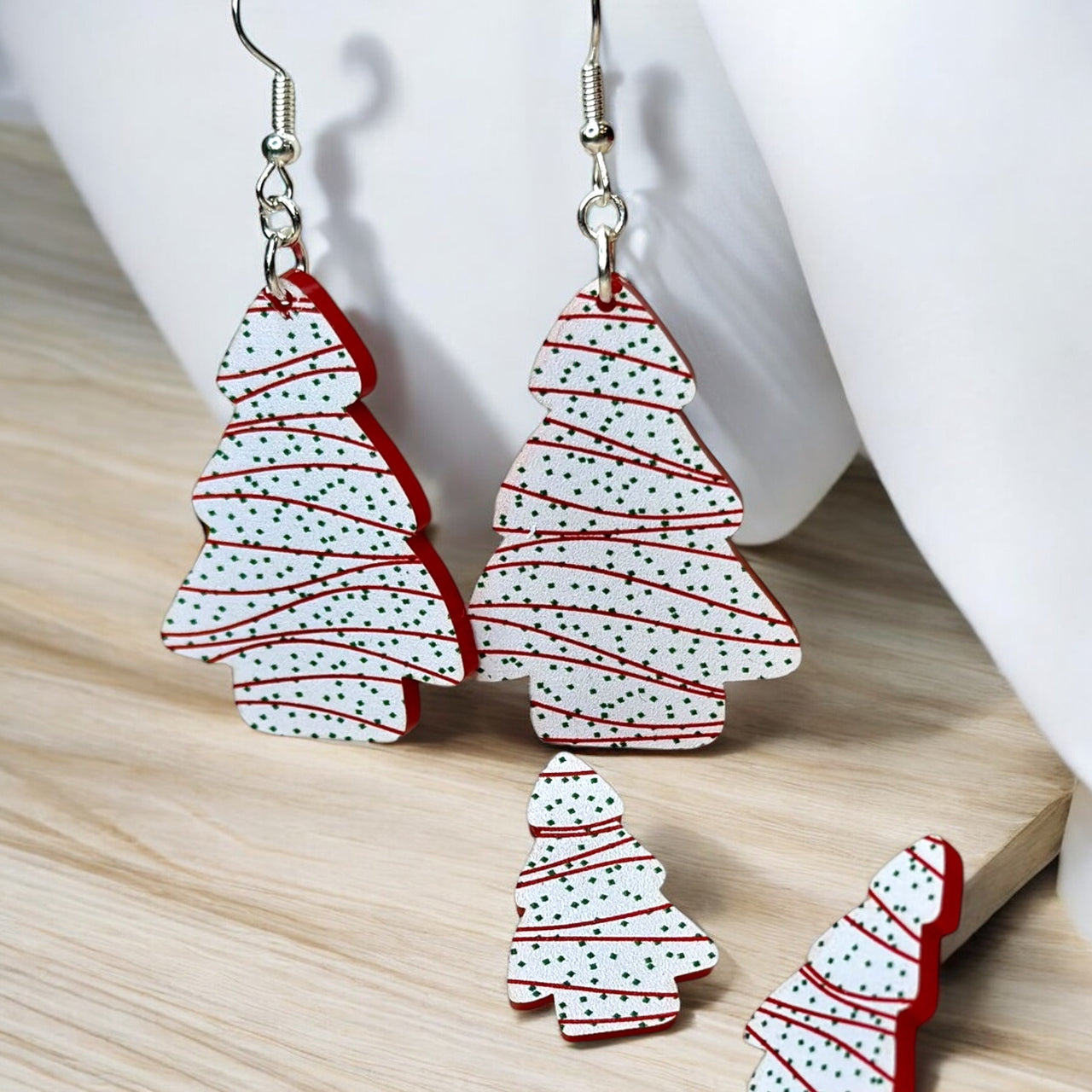 Christmas tree cake acrylic dangle & stud Earrings