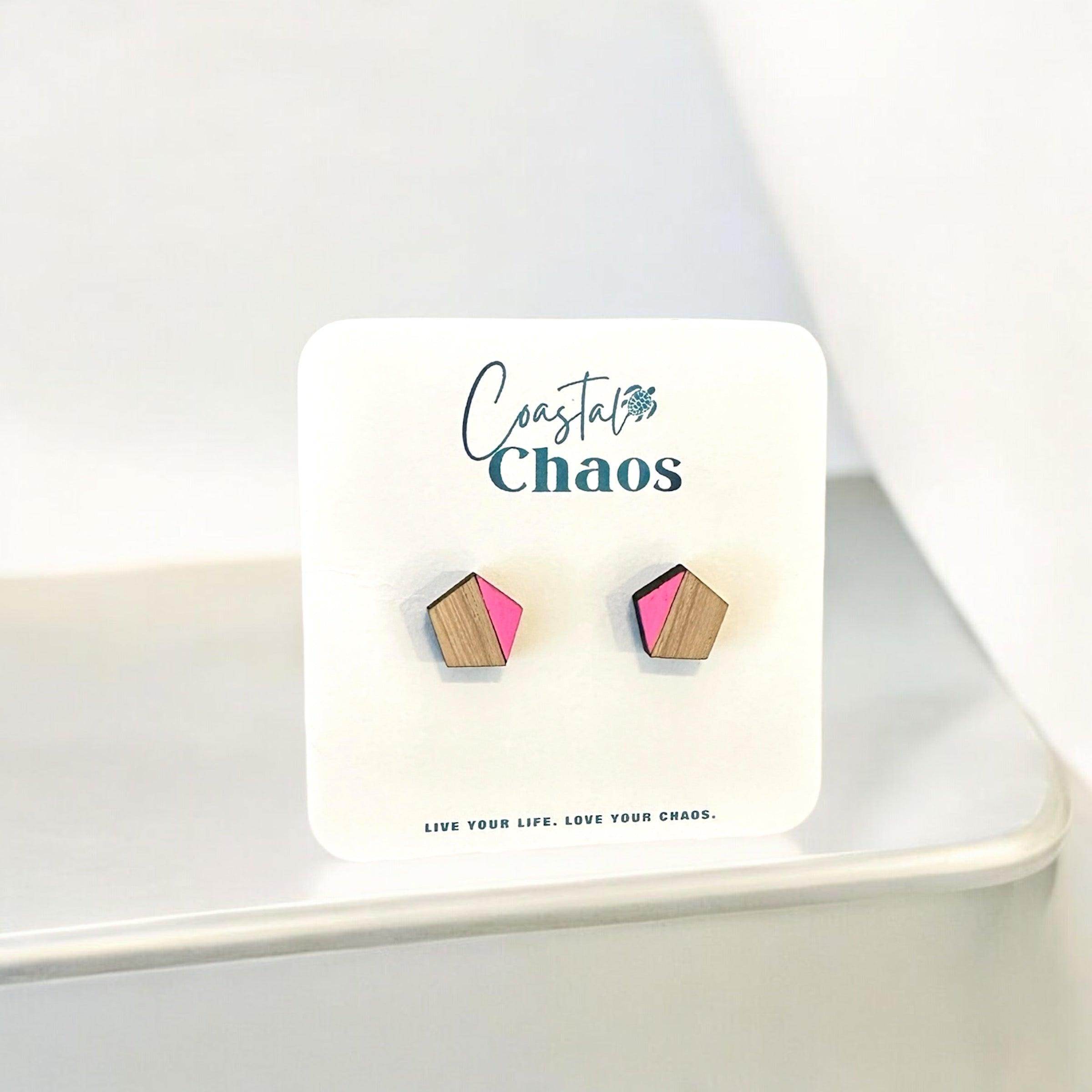 Handmade geometric & cloud stud earrings, Custom stud earrings, handmade earrings, geometric stud earrings - Coastal Chaos LLC