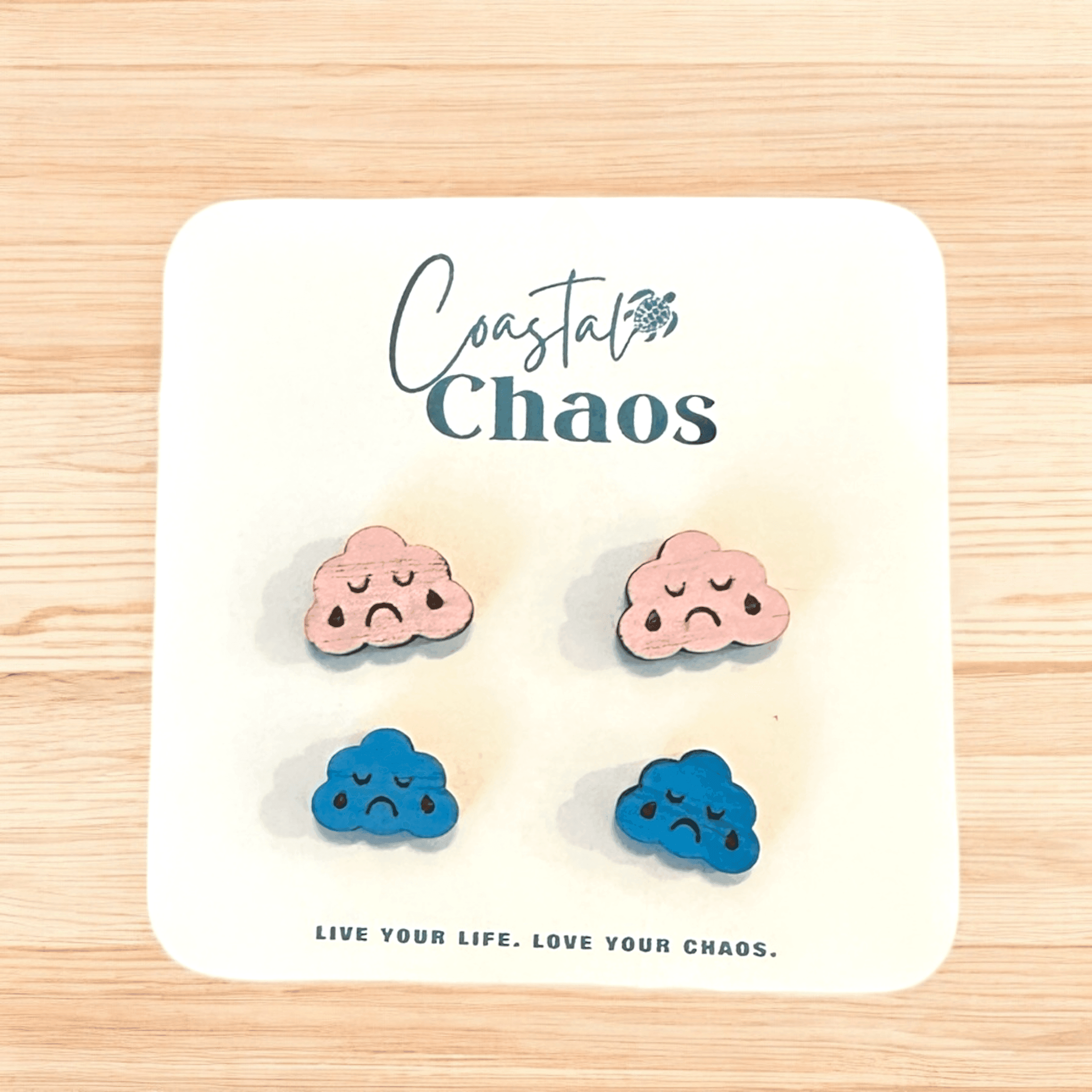 Handmade geometric & cloud stud earrings, Custom stud earrings, handmade earrings, geometric stud earrings - Coastal Chaos LLC