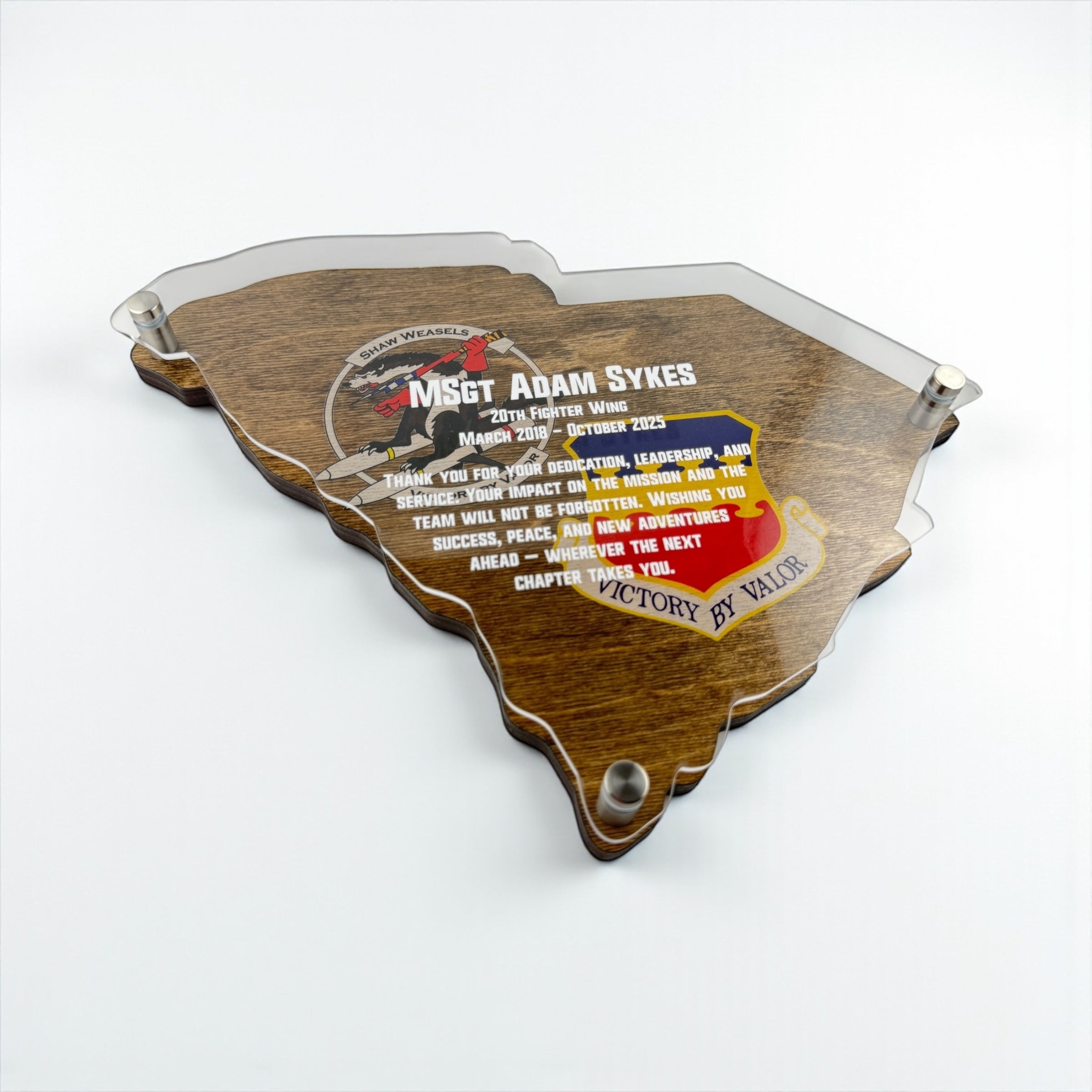 Custom State Plaque – Personalized Engraved Gift With Military Retirement Honors