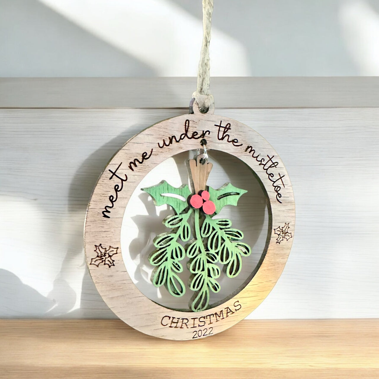 Meet me under the mistletoe ornament, Personalized ornament, custom Christmas ornament