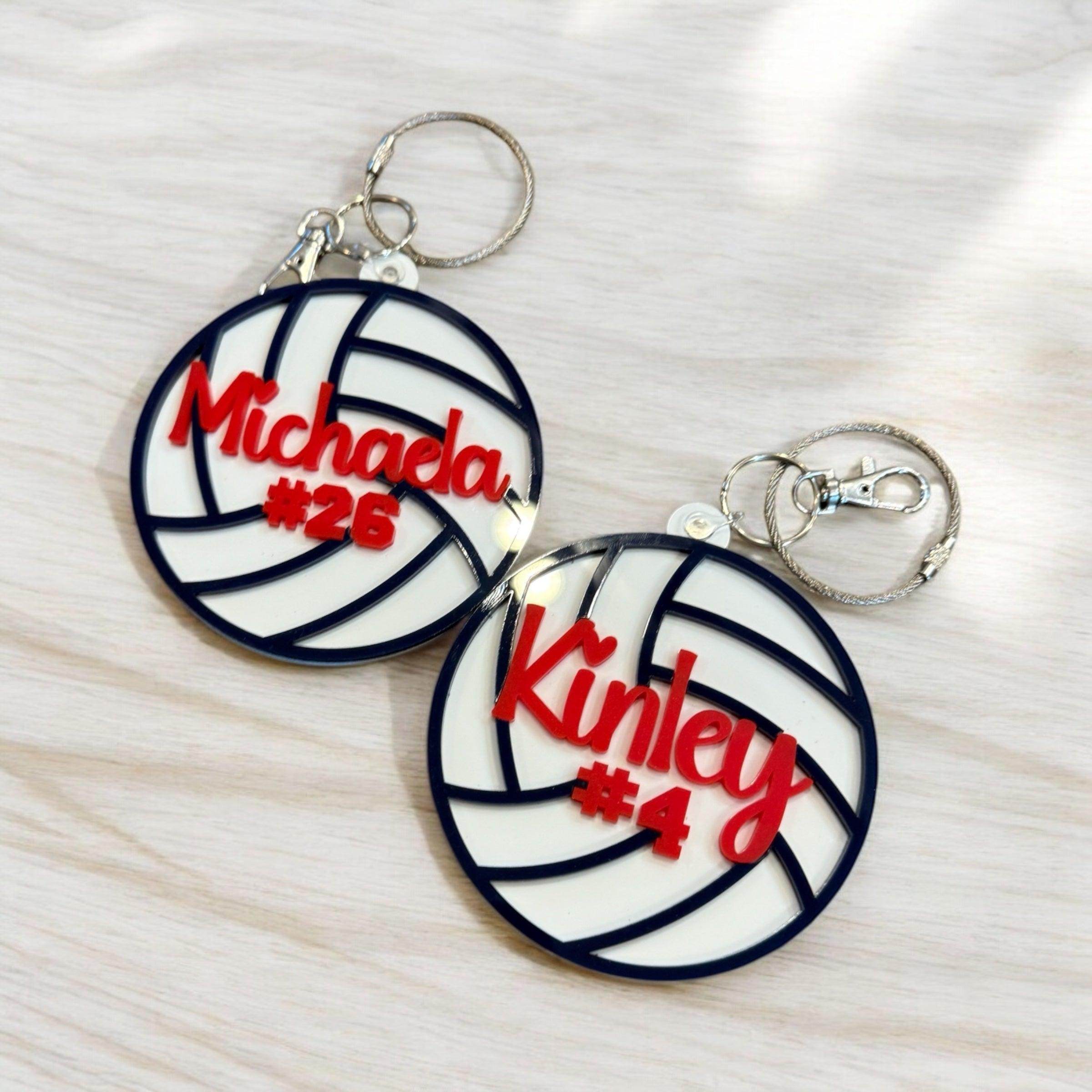 Custom Volleyball Keychain, Personalized Name and Number, Team Gift, Bag Tag - Coastal Chaos LLC